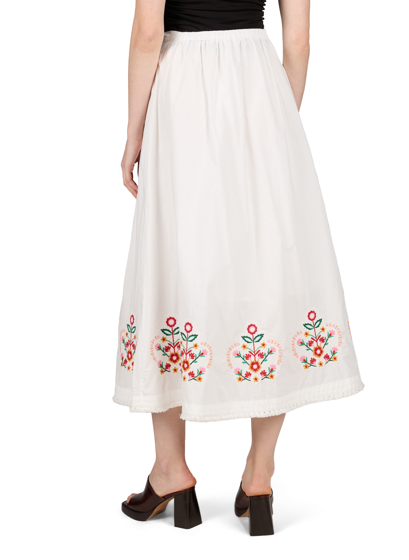 Long floral cotton Paola maxi skirt LOUISE MISHA White
