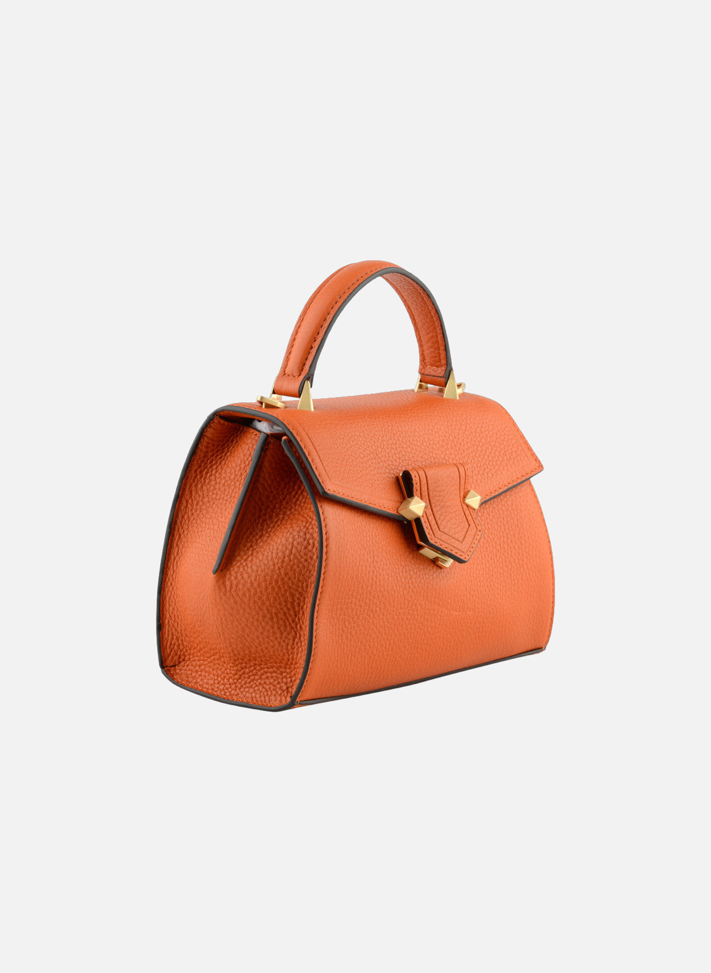 Sèvres | sac à main pm en cuir de veau grainé POURCHET Orange