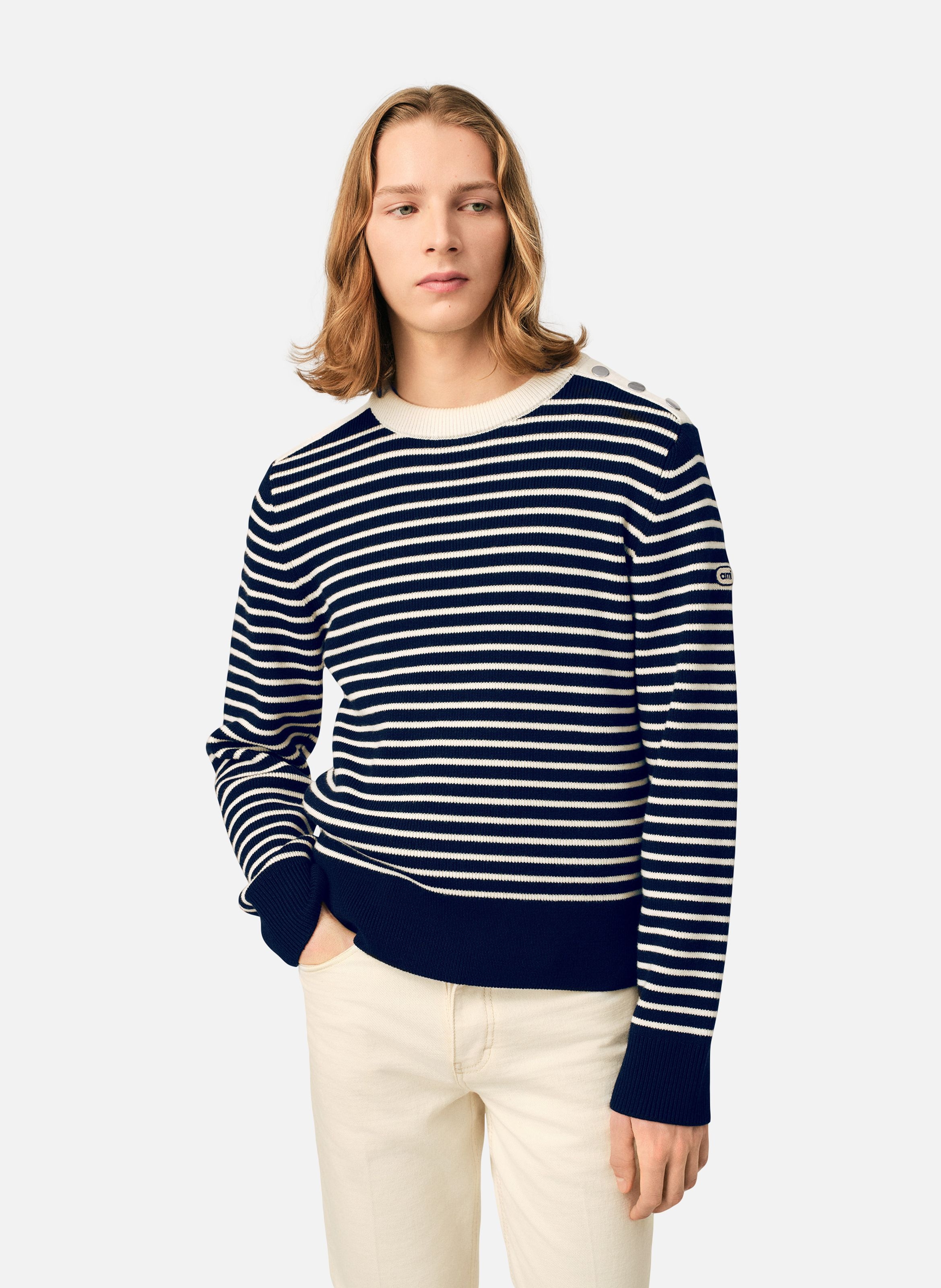 Pull marinière unisexe en laine AMI PARIS Multicolore