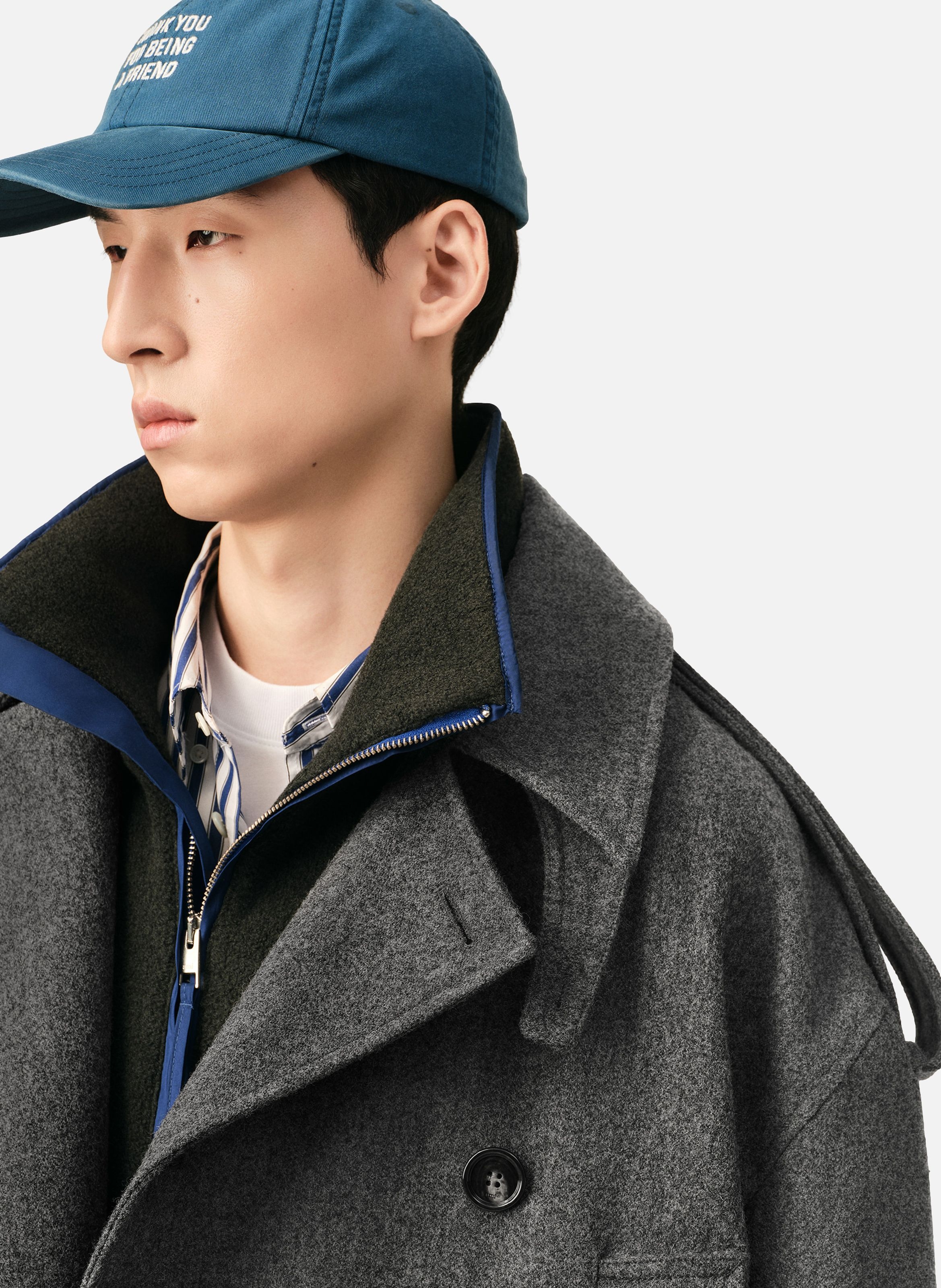 Trench coat unisexe en laine AMI PARIS Gris