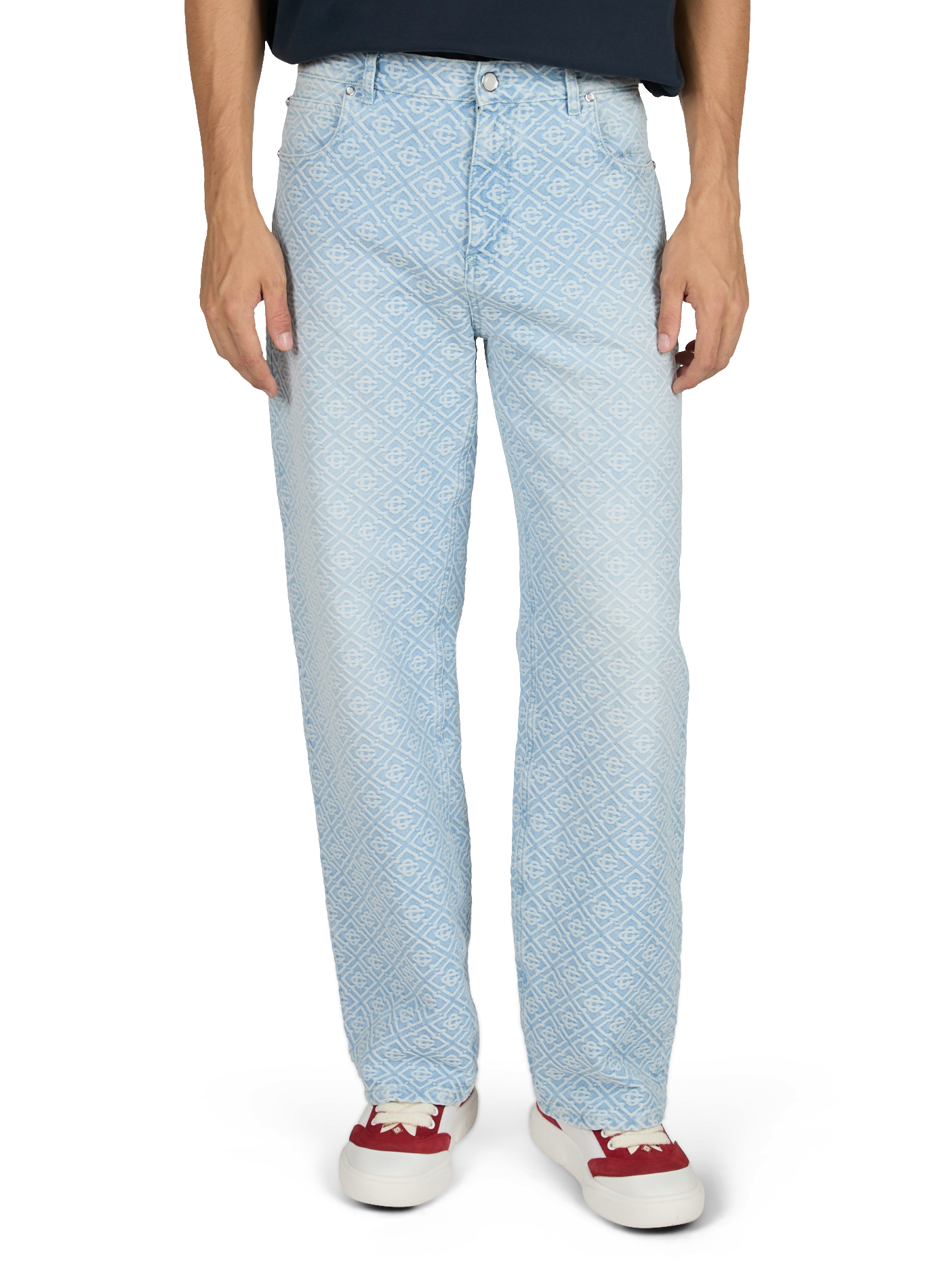 Jean droit à jacquard monogramme en coton | Bleu CASABLANCA PARIS Homme