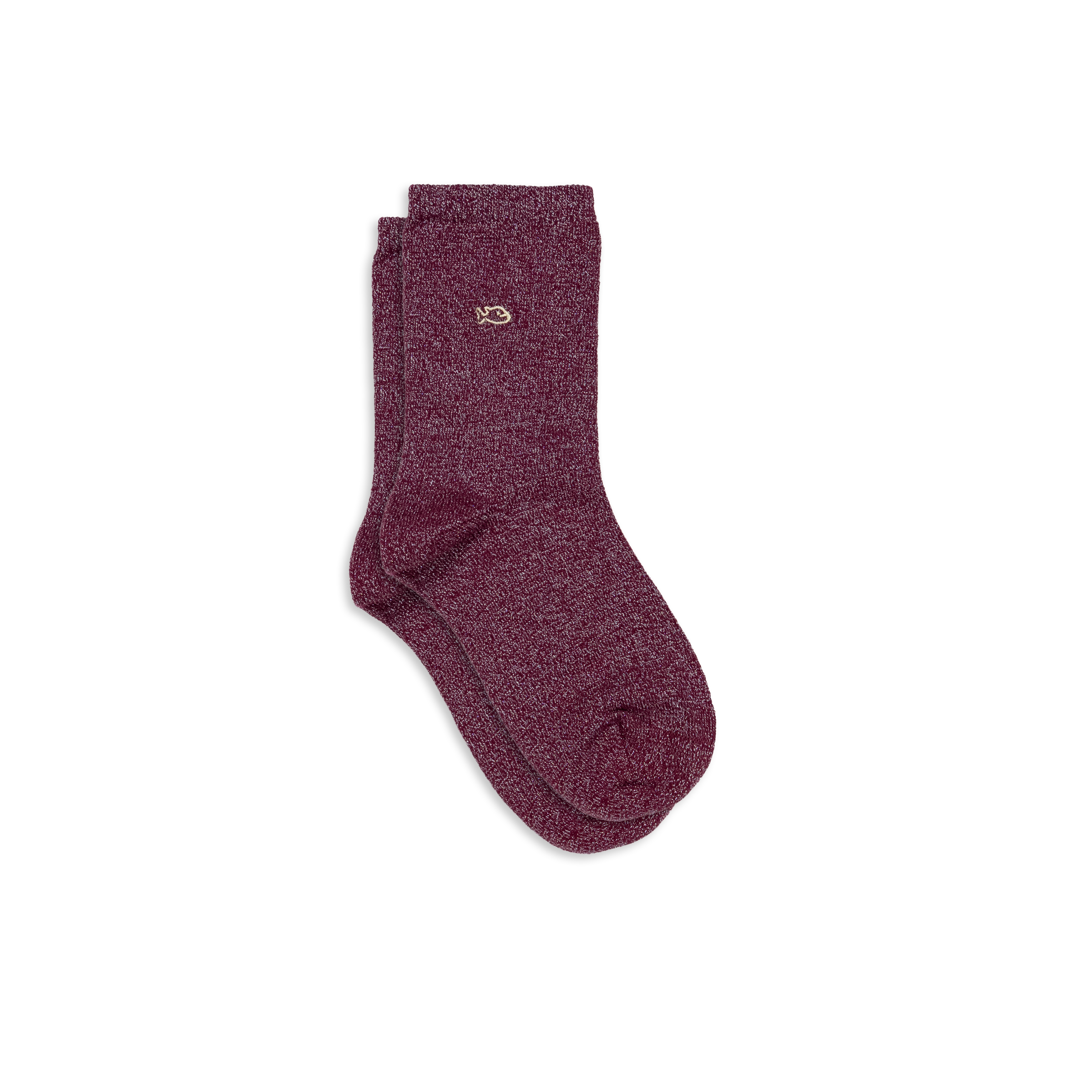 Chaussettes pailletées en coton peigné unies  Aubergine