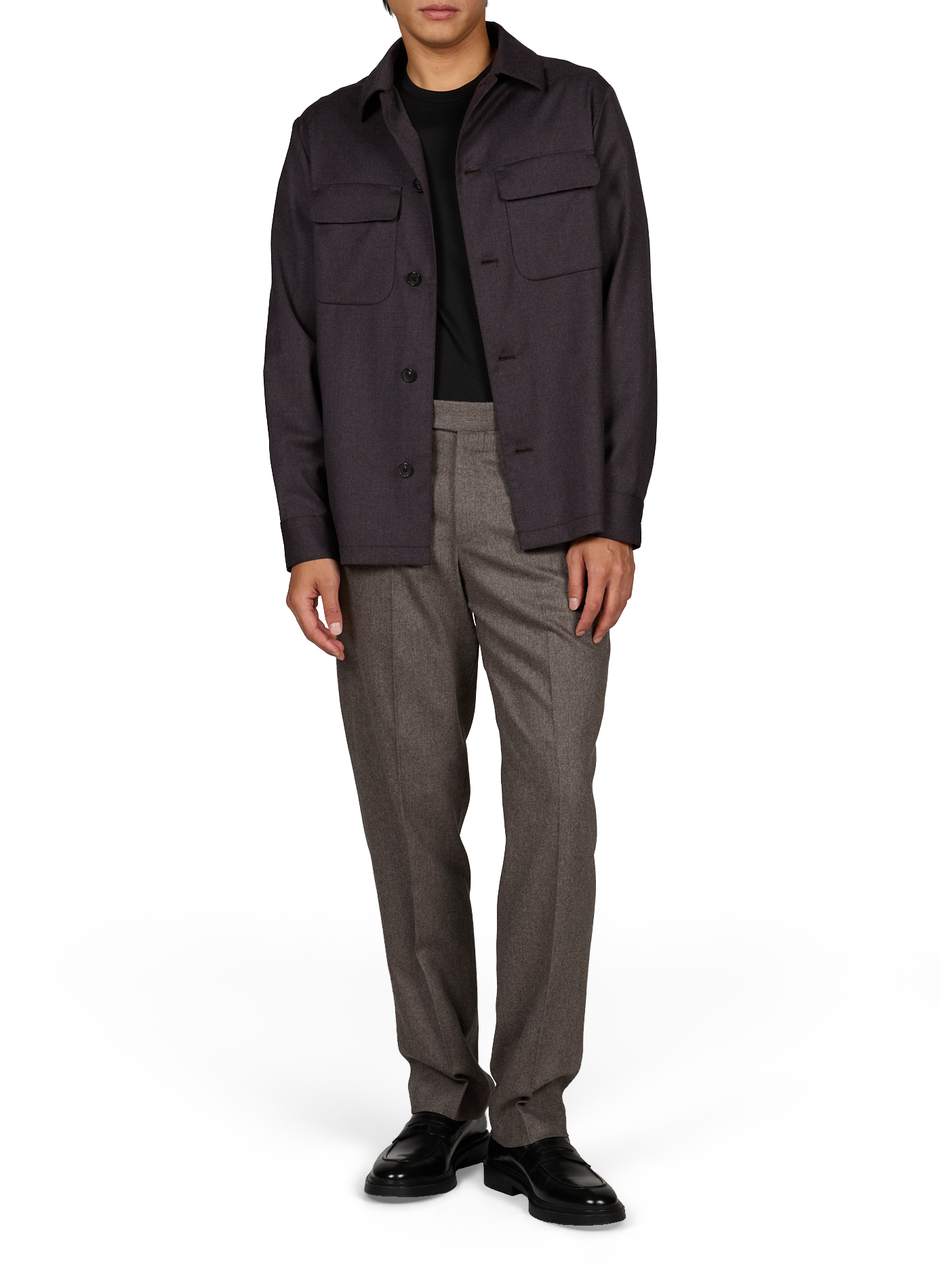 Straight shirt in blended virgin wool SLOWEAR Purple