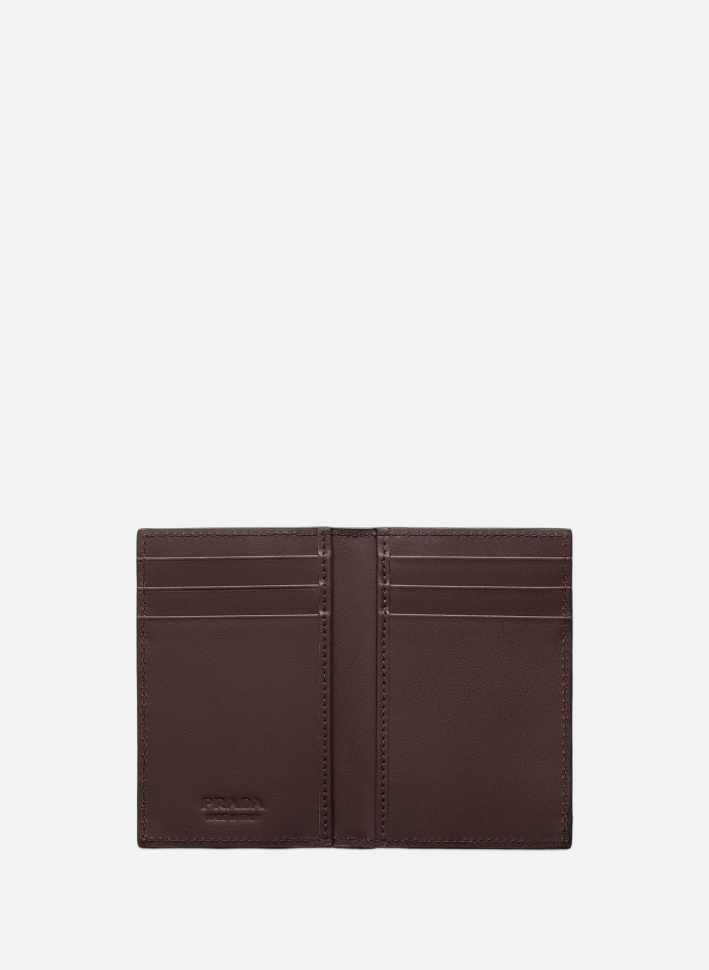 Porte-cartes en cuir PRADA Marron