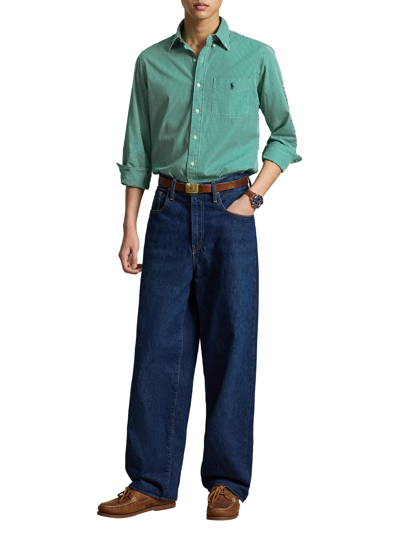 Straight striped cotton shirt POLO RALPH LAUREN Green