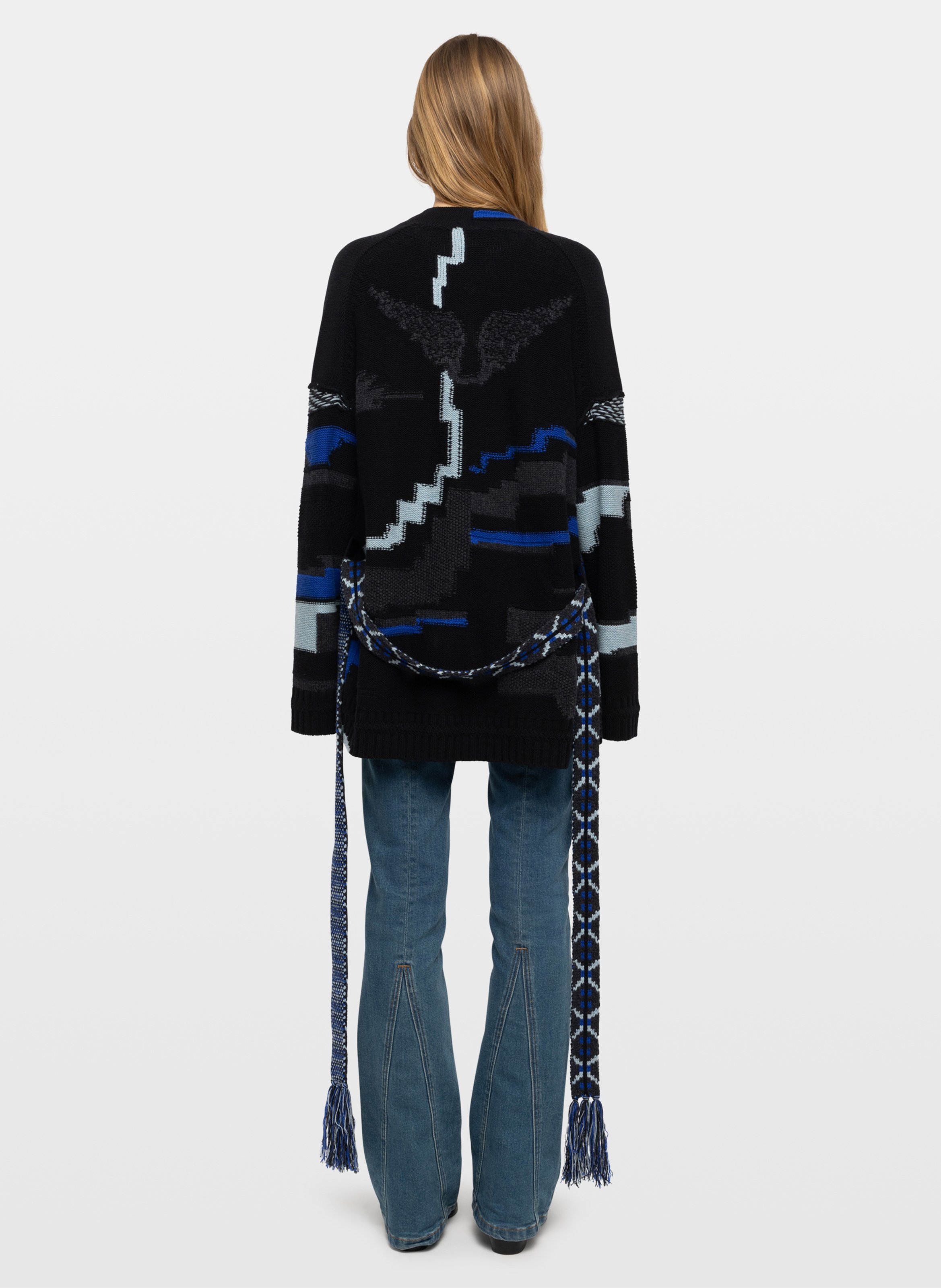 Kimono col v en laine mélangée aspen ZADIG&VOLTAIRE Grijs