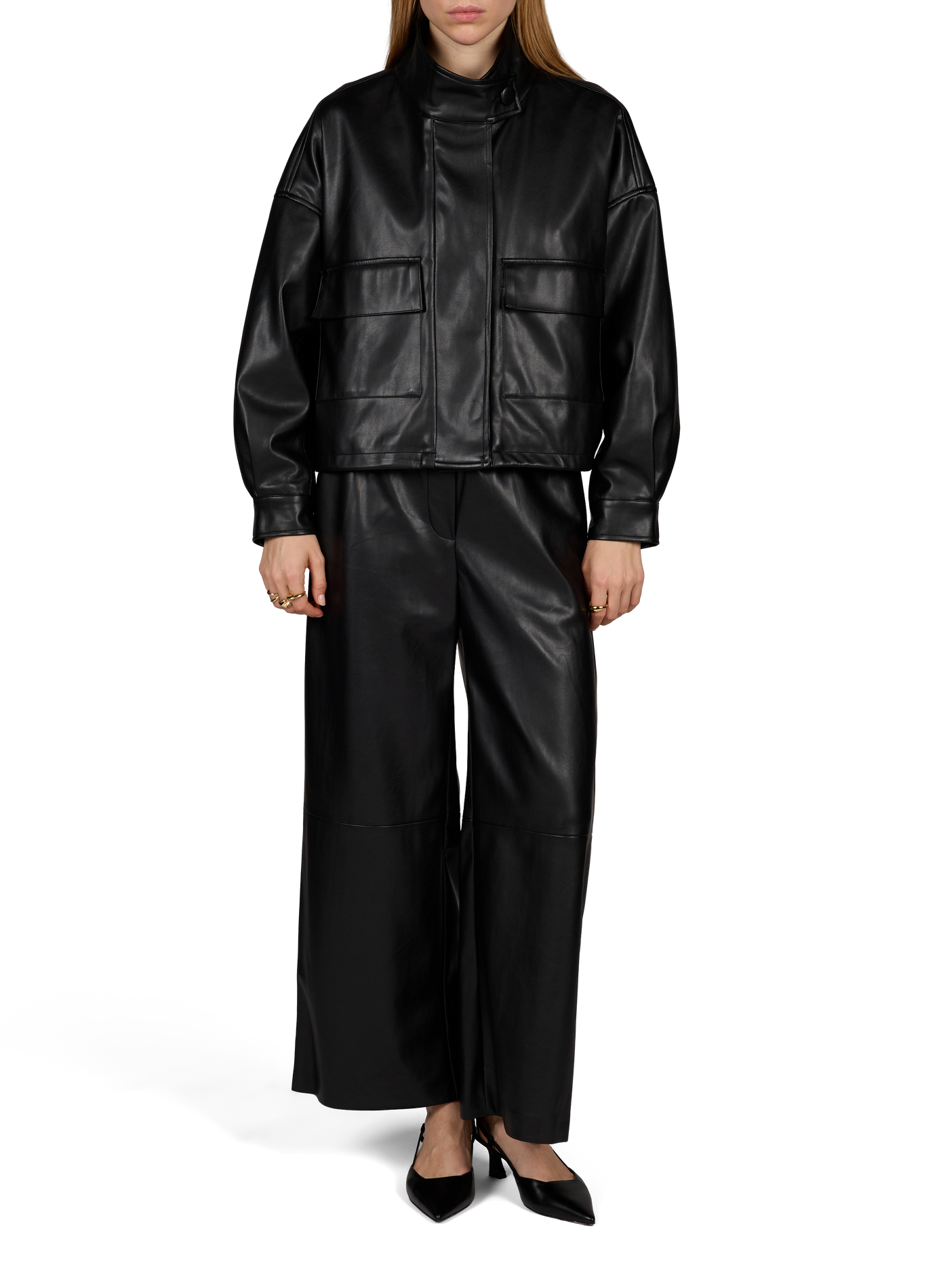 DANAO Jacke mit Stehkragen in Lederoptik SUNCOO Schwarz