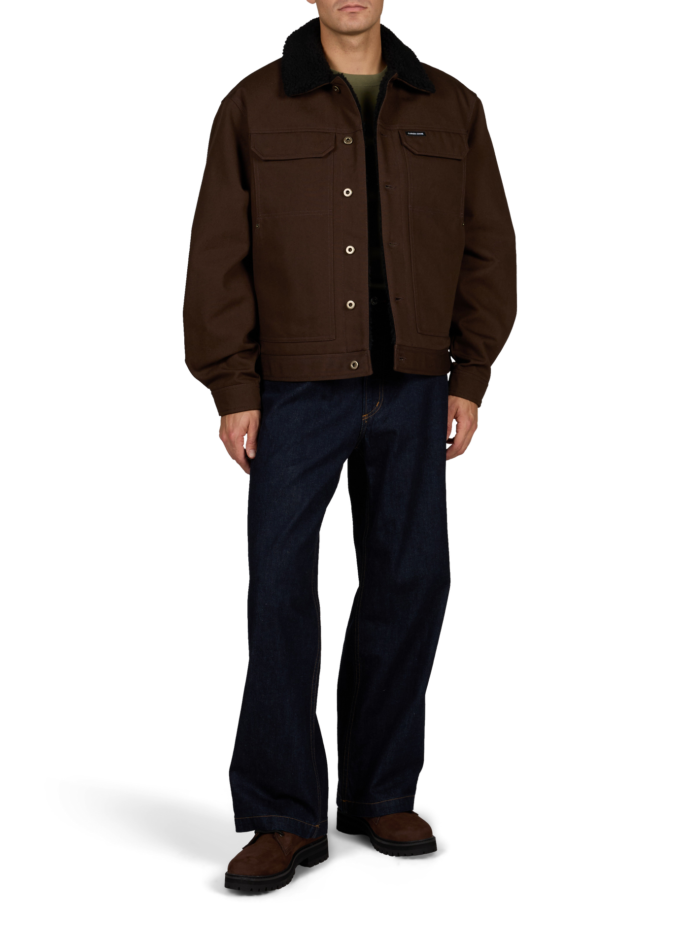 Plain straight-cut cotton jacket CANADA GOOSE Black