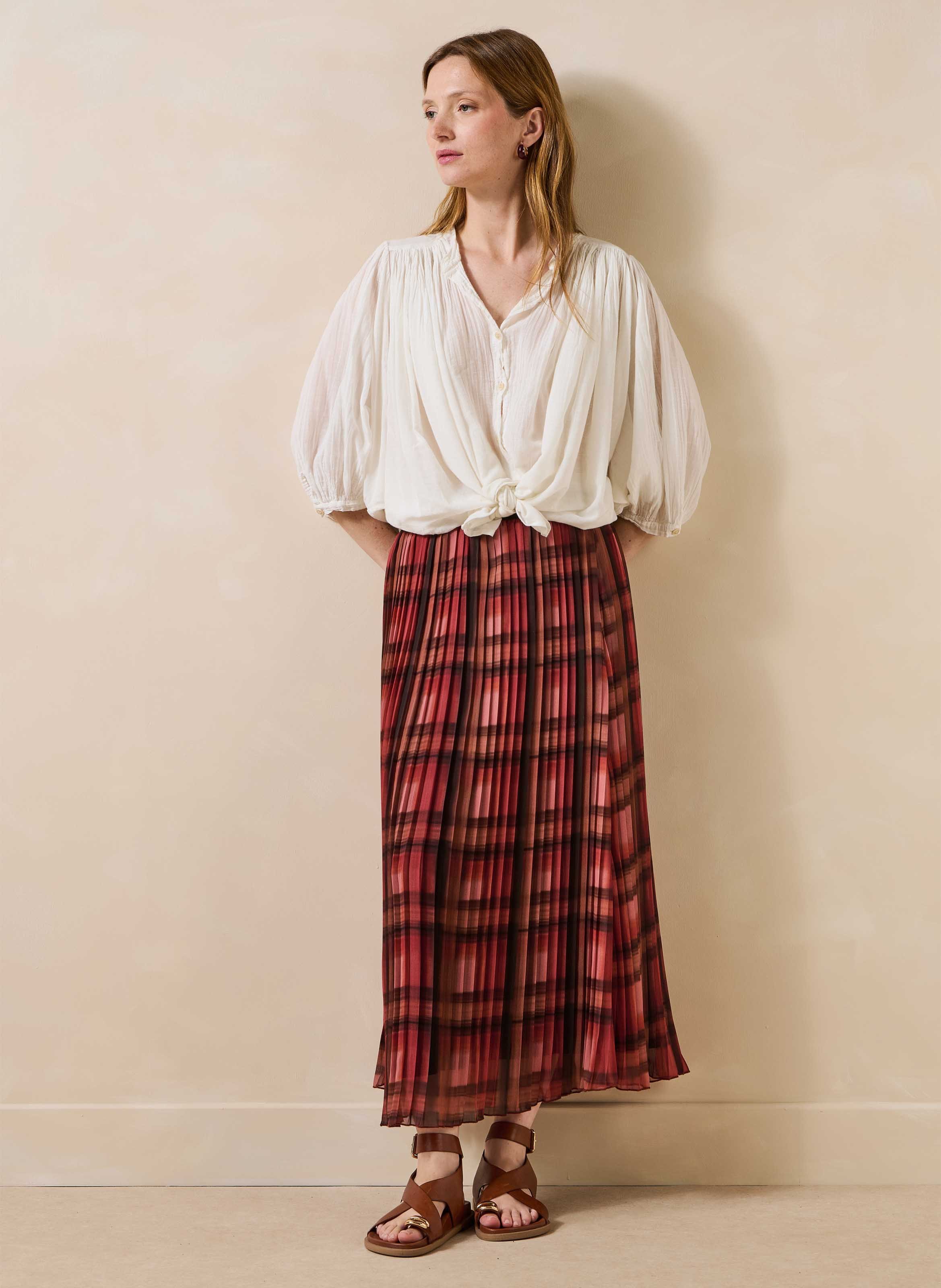 Plooirok met midi-lengte LA FEE MARABOUTEE Rood