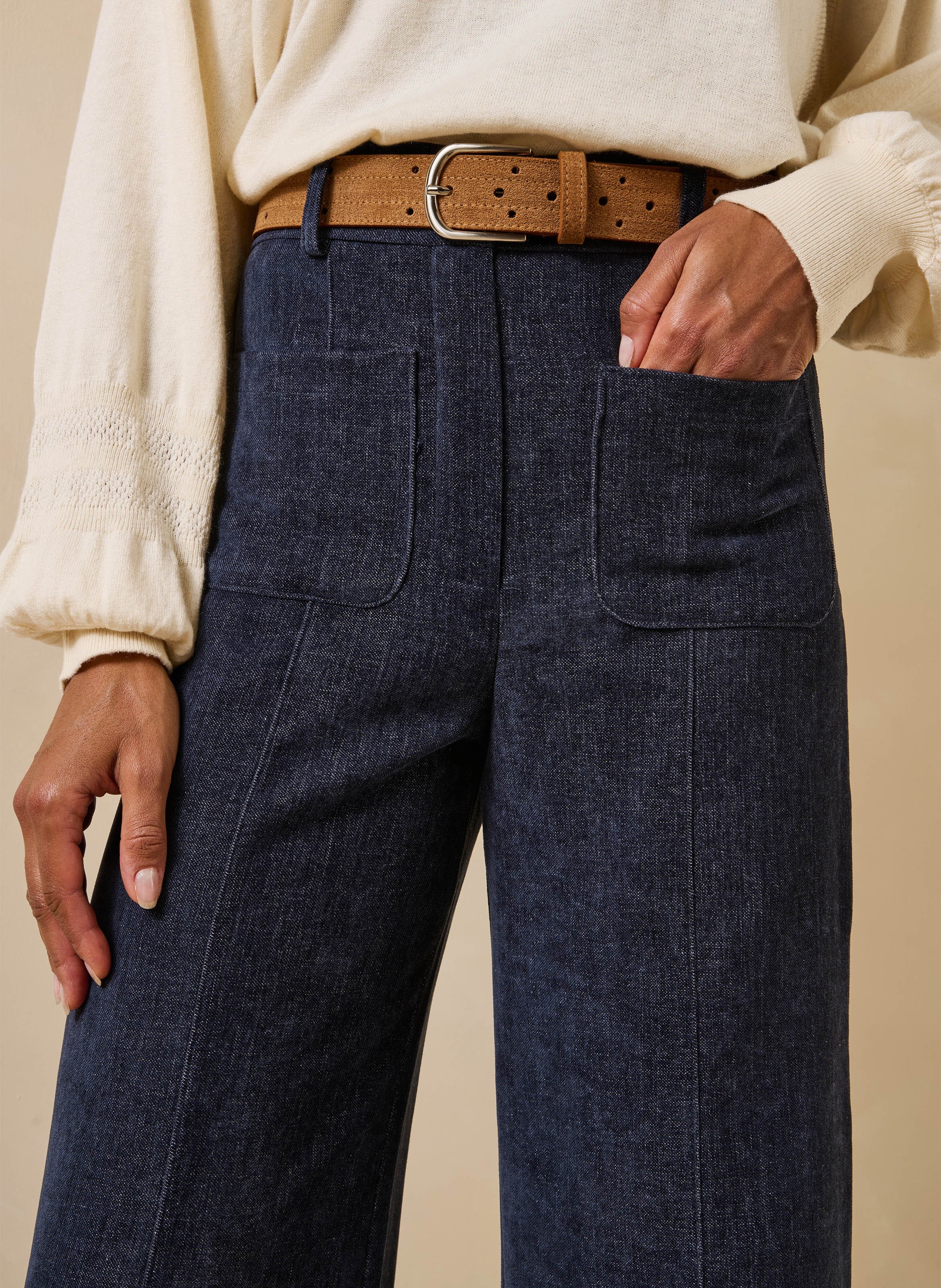 Wijde hoge taille broek LA FEE MARABOUTEE Blauw