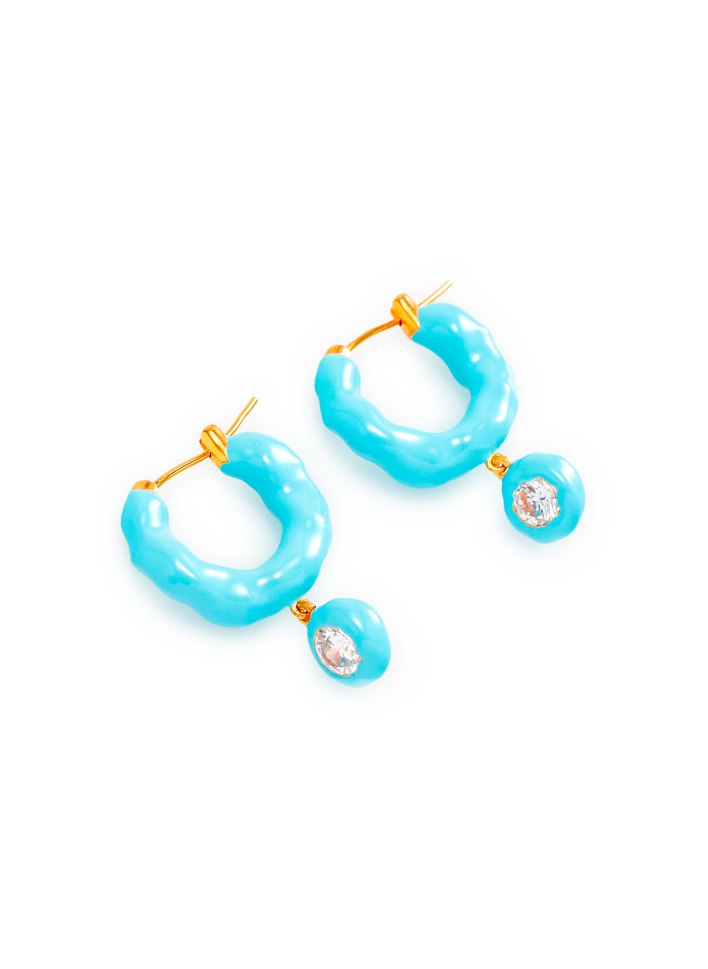 Boucles d'oreille Wave avec cristaux en laiton plaqué or