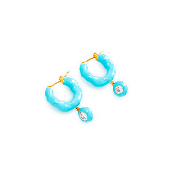 Boucles d'oreille Wave avec cristaux en laiton plaqué or