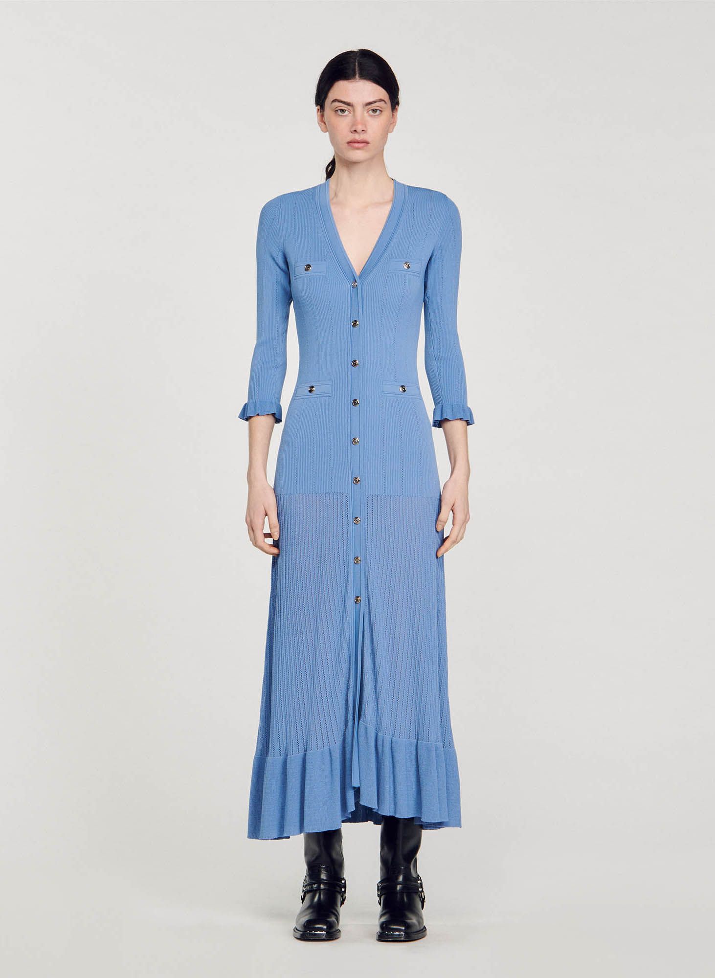 ROBE LONGUE COL V SANDRO pour FEMME Printemps