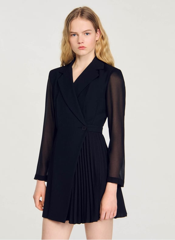 Robe courte col tailleur Noir by SANDRO SANDRO Robe courte col tailleur Noir