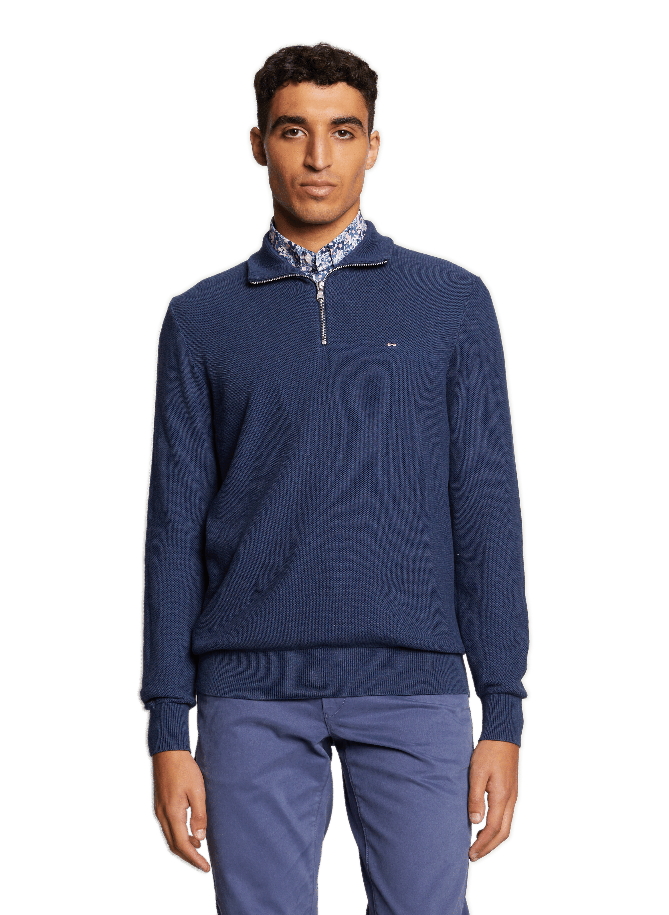 EDEN PARK Cotton zip-up jumper Blue