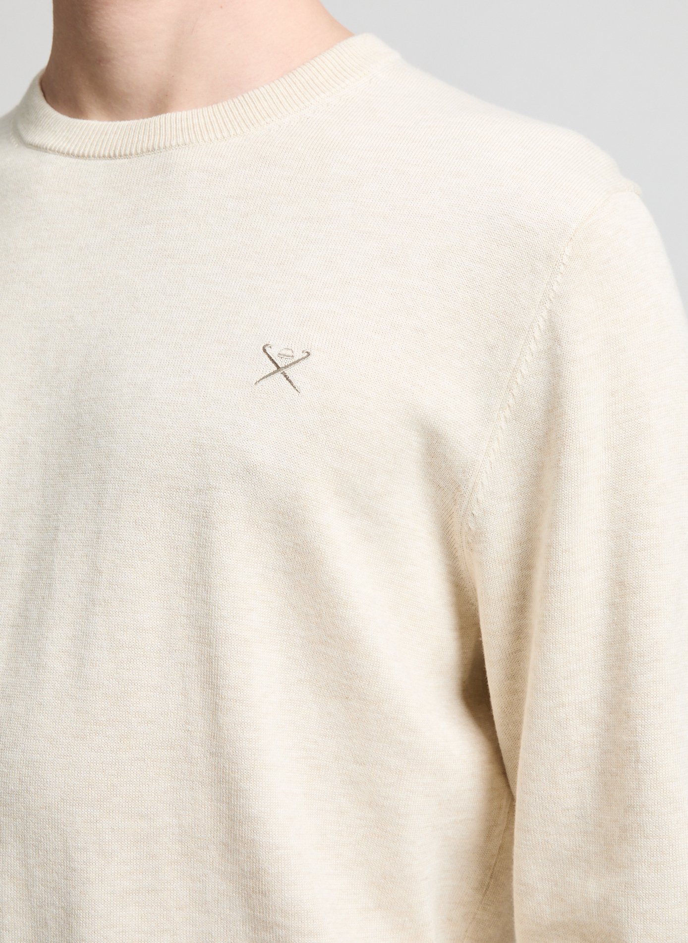 Pull fin en coton et soie HACKETT Blanc