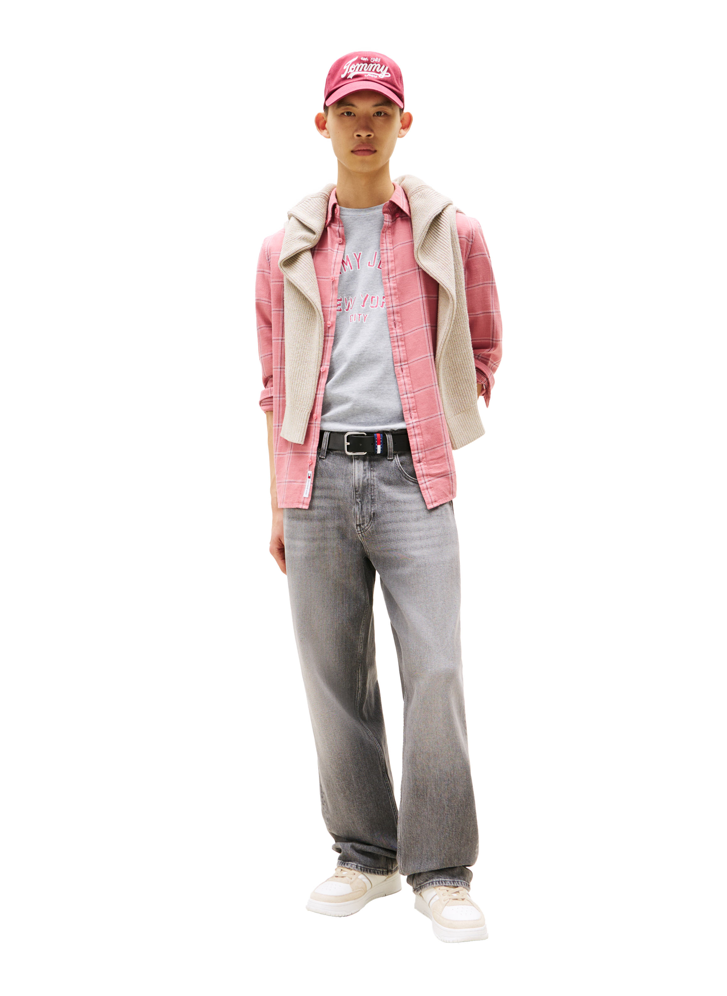 Straight cotton check shirt TOMMY HILFIGER Pink