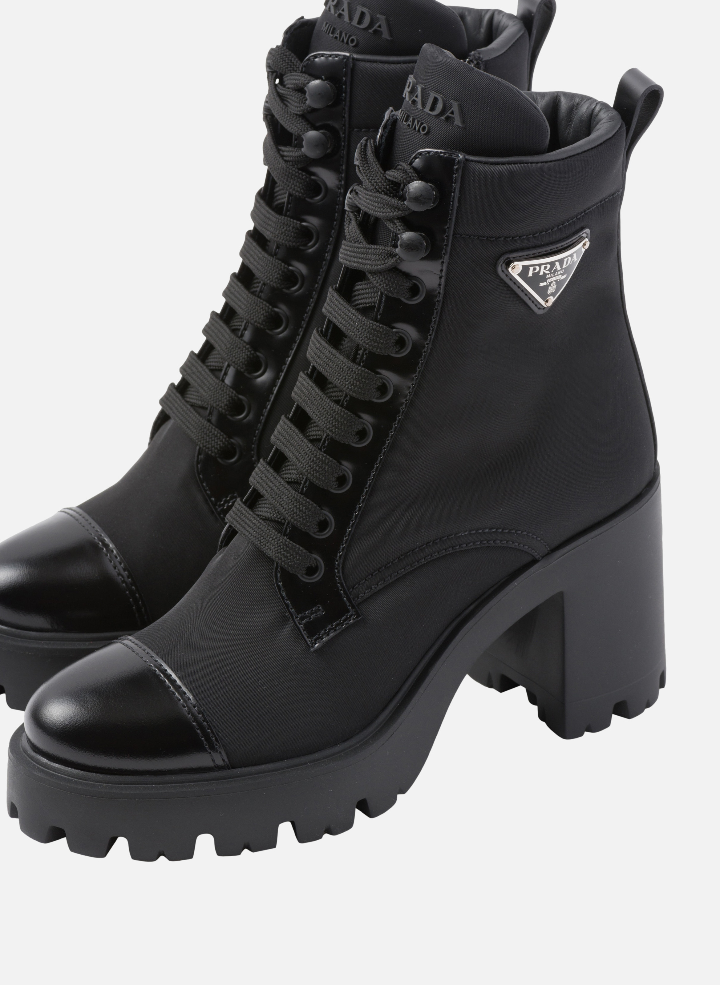 Bottines en re-nylon et cuir PRADA Noir