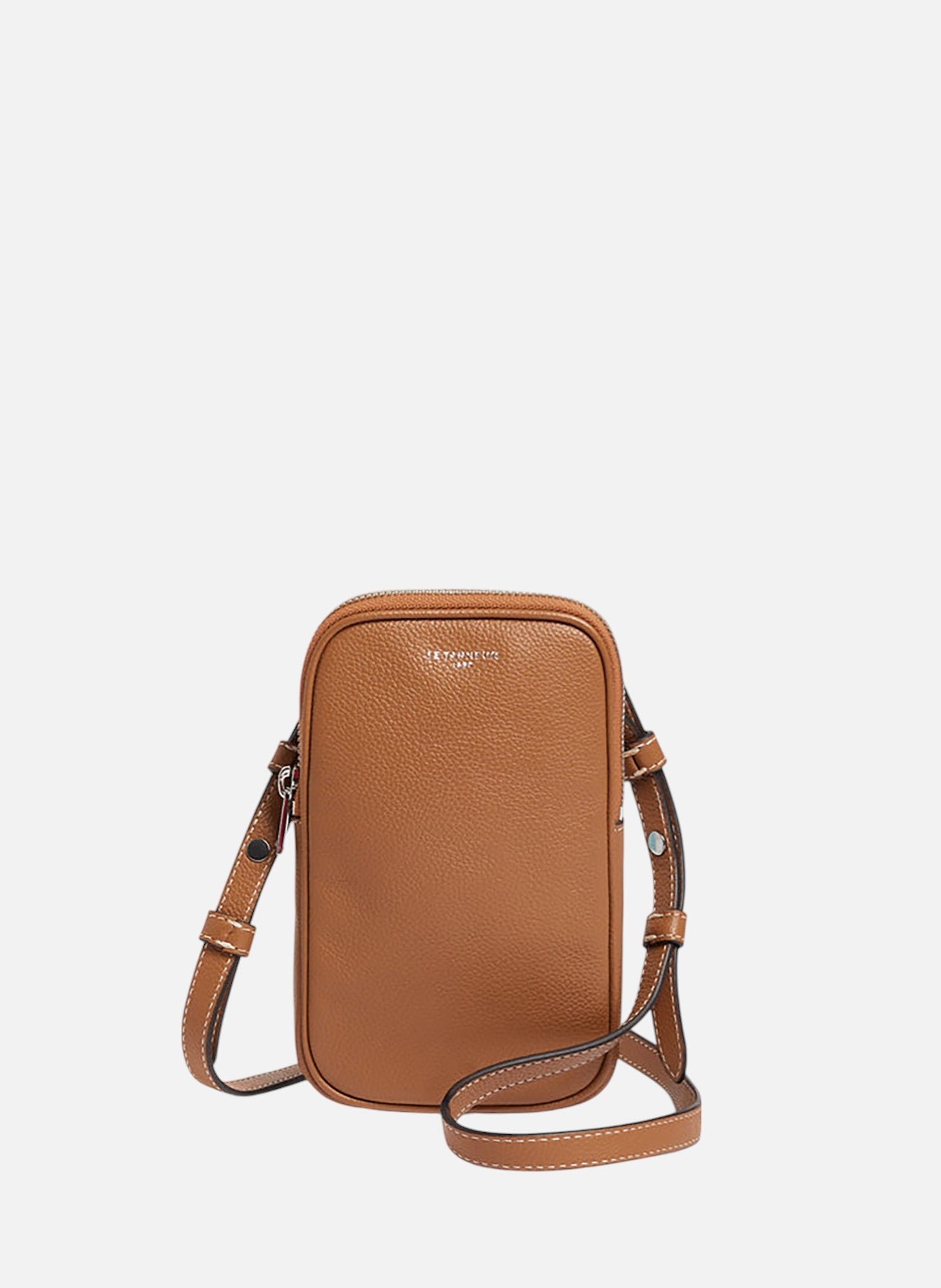Etui téléphone en cuir grainé LE TANNEUR Marron