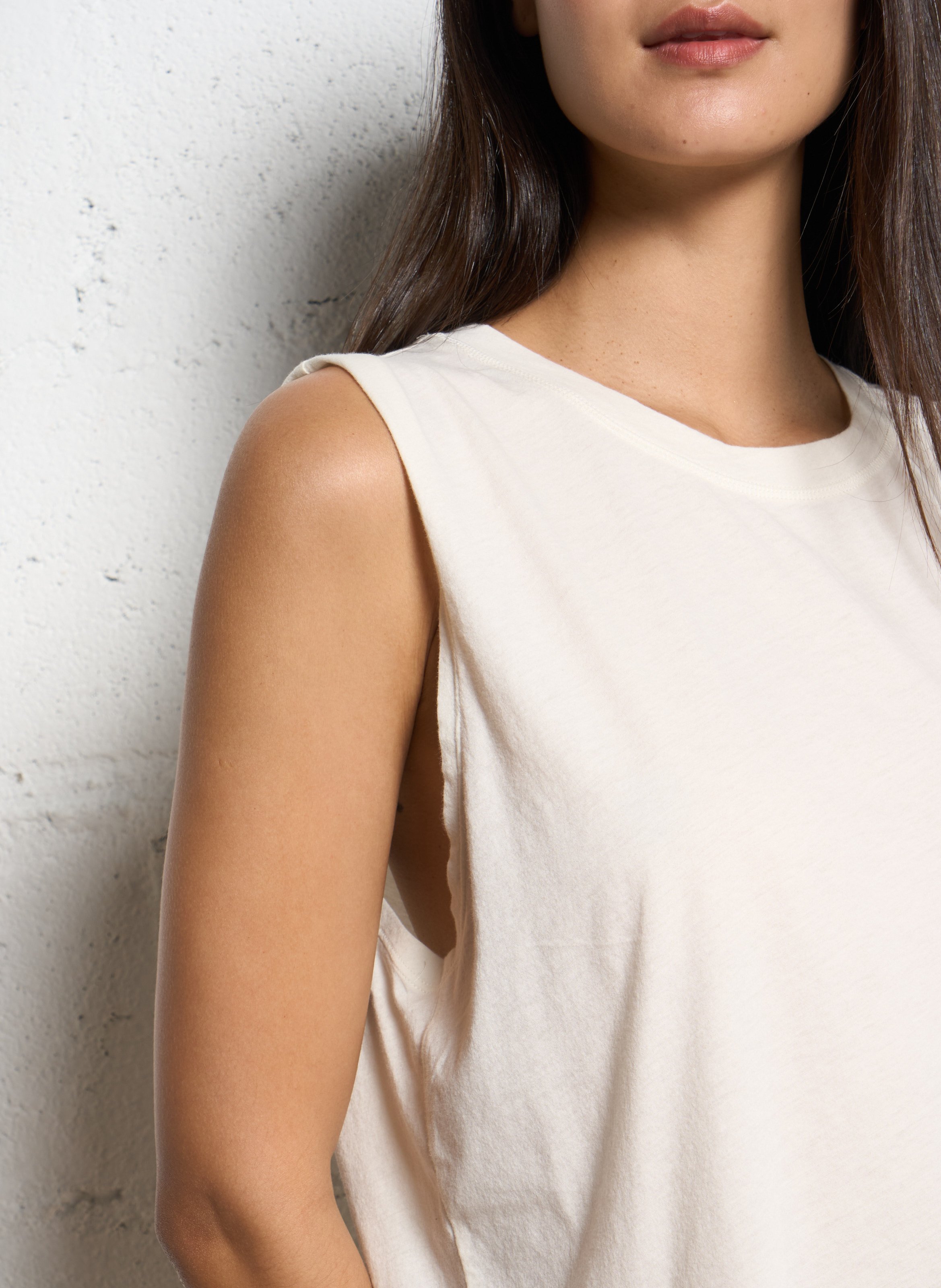 Tee-shirt sans manches en coton shava Beige