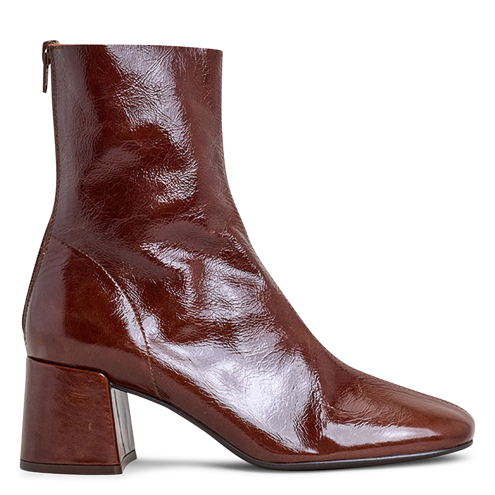 Bottines à talons vernis en cuir denonie JONAK Marron