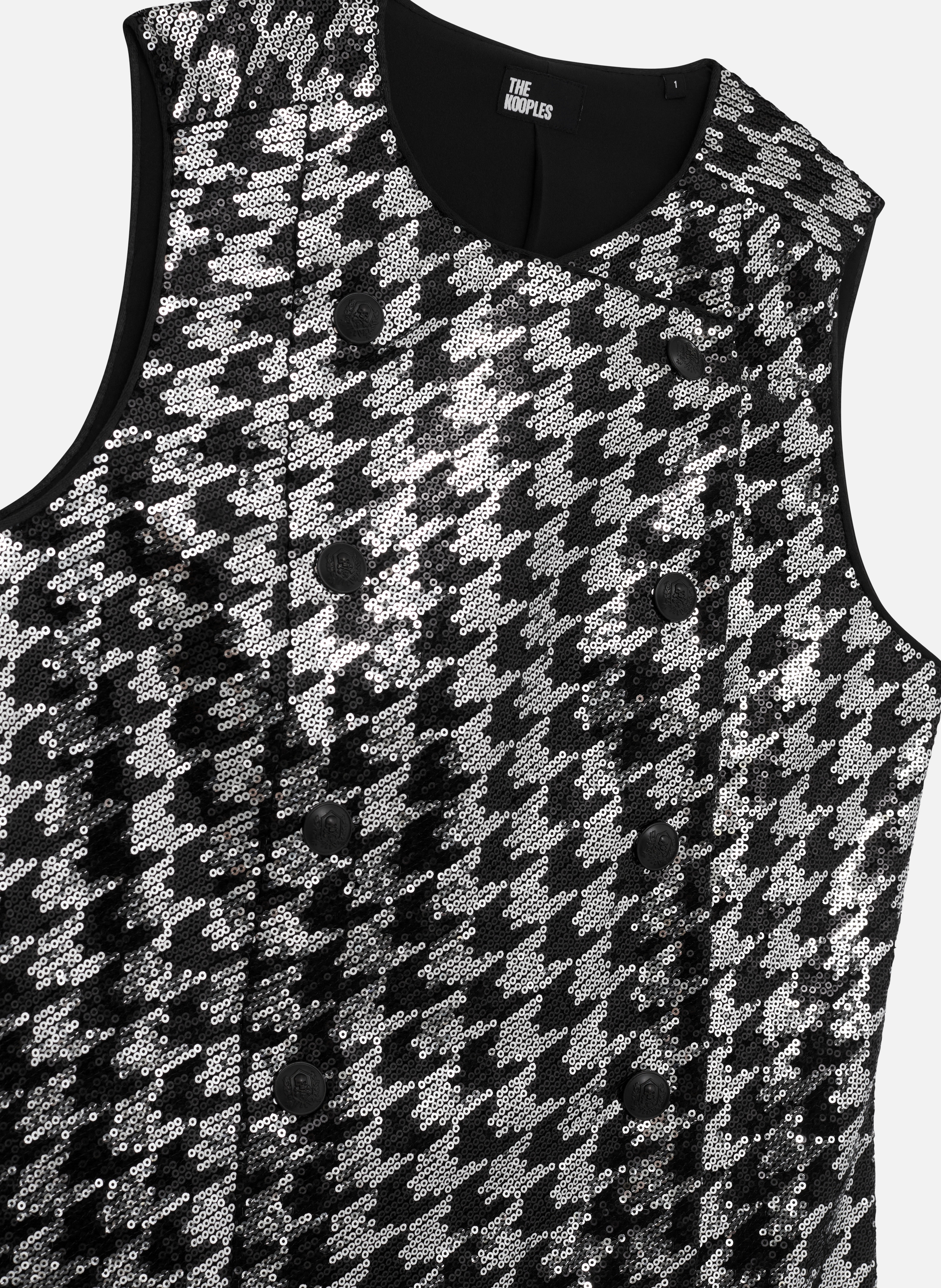 Robe courte en pied de poule à sequins THE KOOPLES Noir