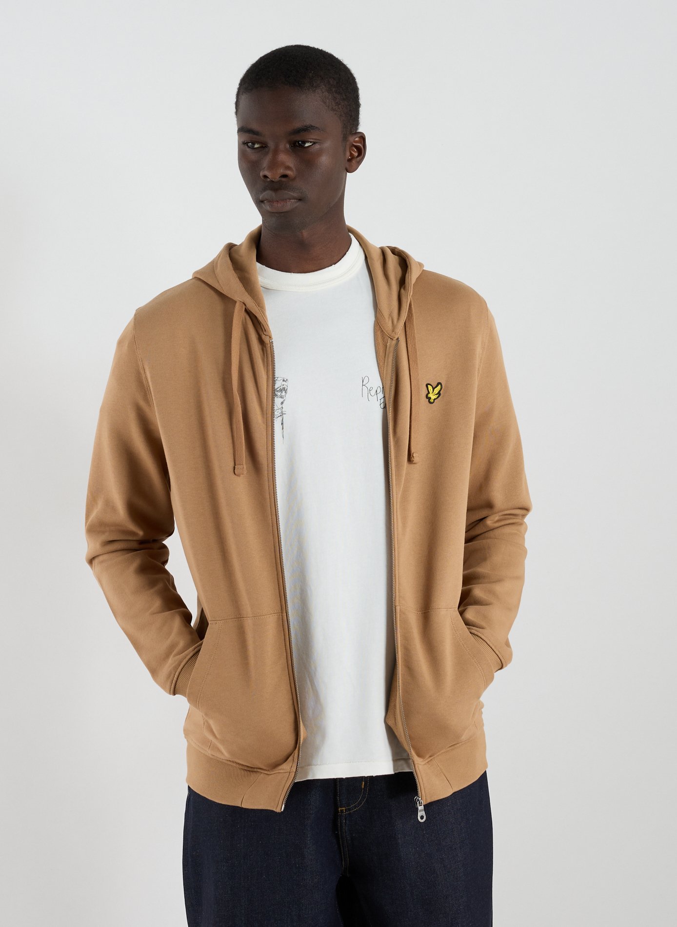 LYLE & SCOTT Hoodie zippé à capuche en coton Marron