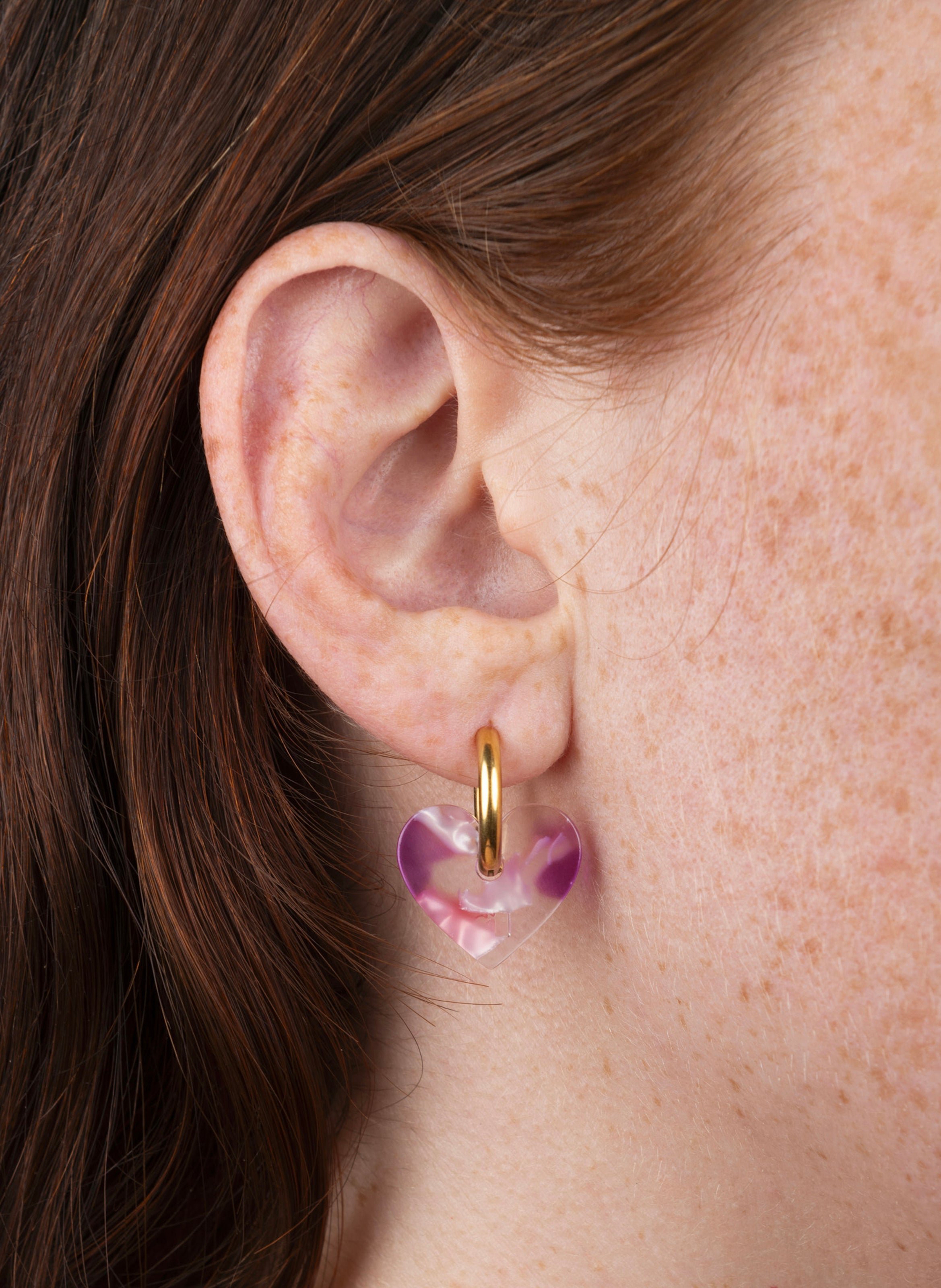 Boucles d'oreilles lova lova avec anneaux en acier inoxydable doré KURAGE GINZA Rose