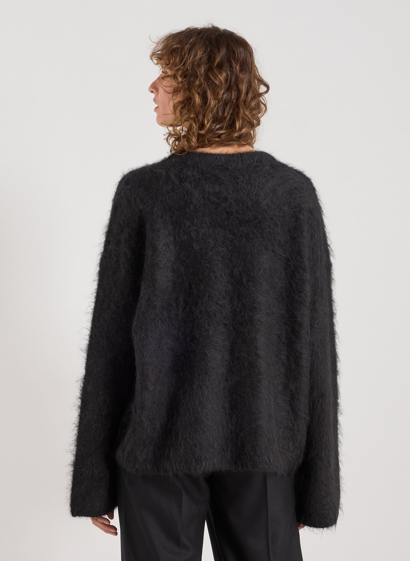 Straight round-neck sweater in blended alpaca wool TOTEME Black