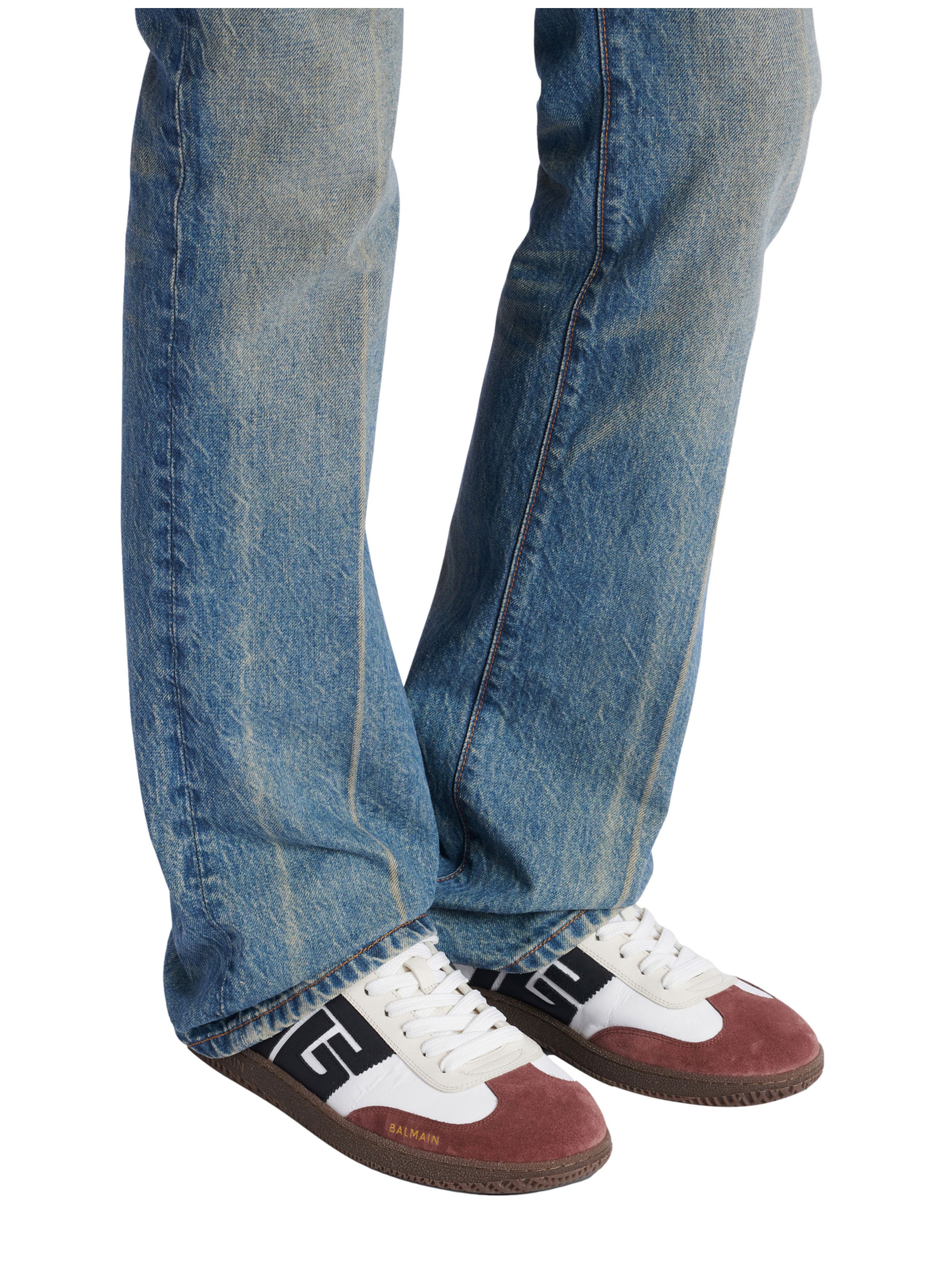 Baskets balmain swan en daim et nylon BALMAIN Blanc