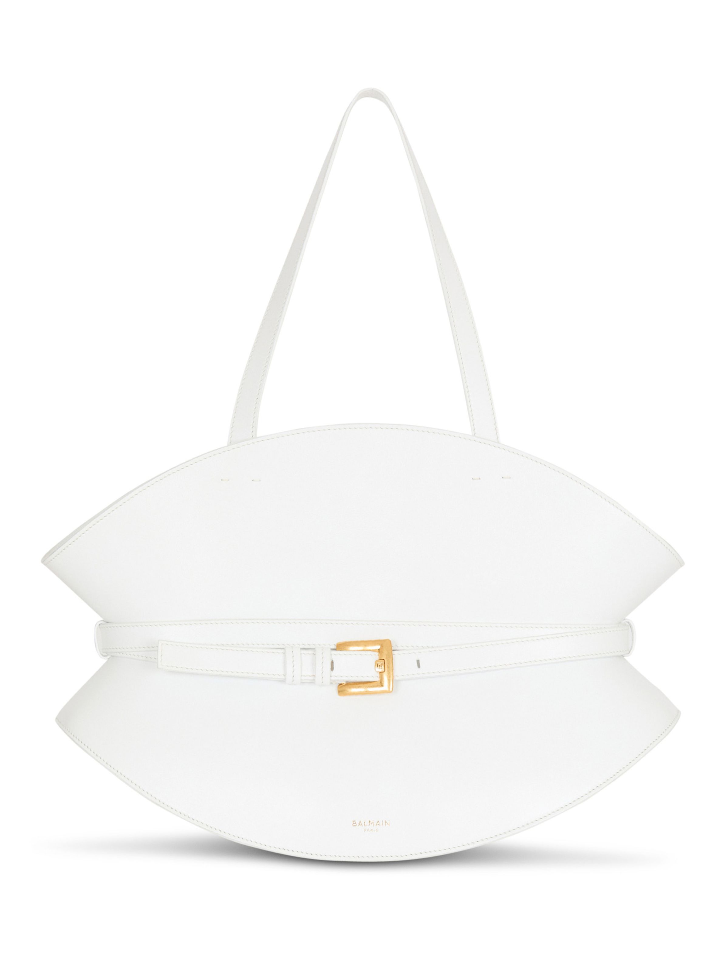 Sac shuffle medium en cuir de veau BALMAIN Blanc