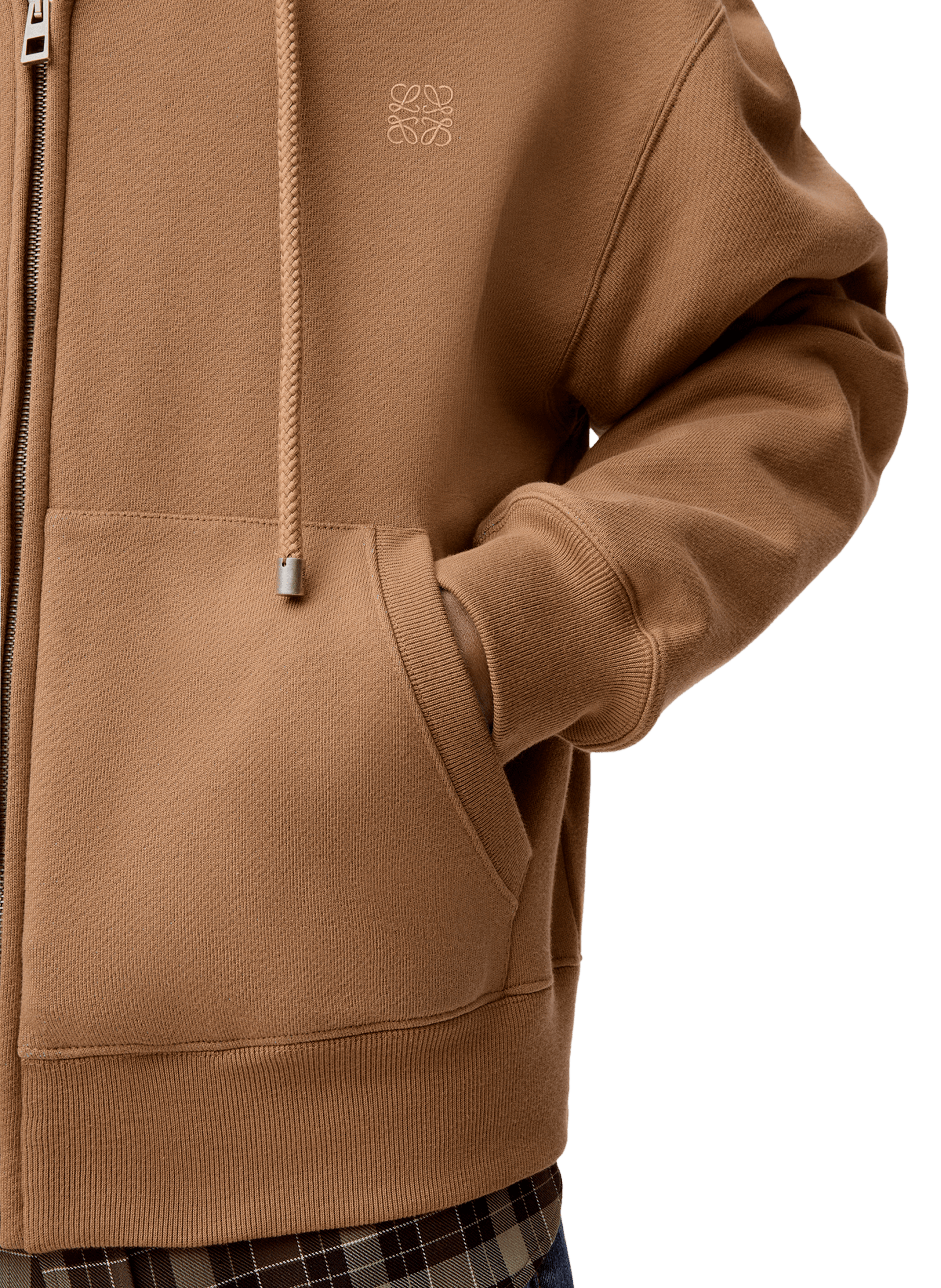 Sweatshirt à capuche zippé en coton mlélangé LOEWE Beige