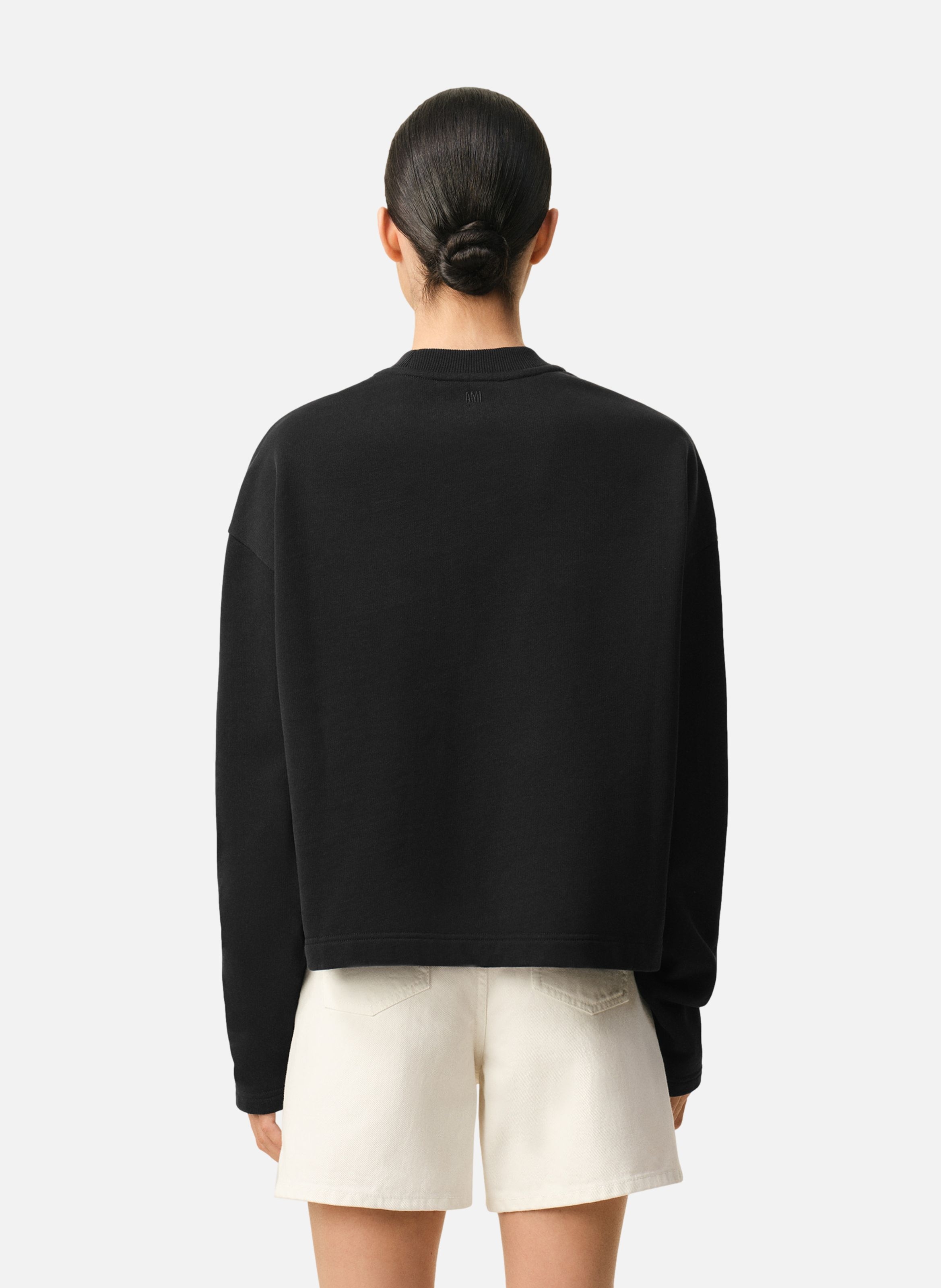 Sweatshirt ami de coeur contrasté en coton AMI PARIS Noir