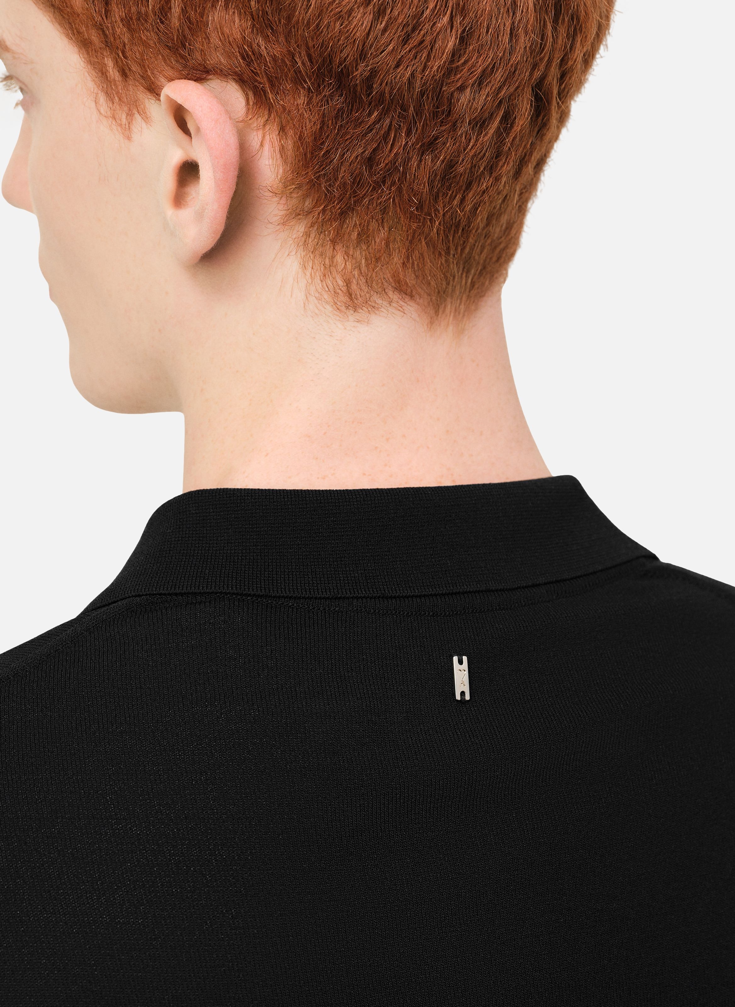 Polo manches courtes en maille AMI PARIS Noir