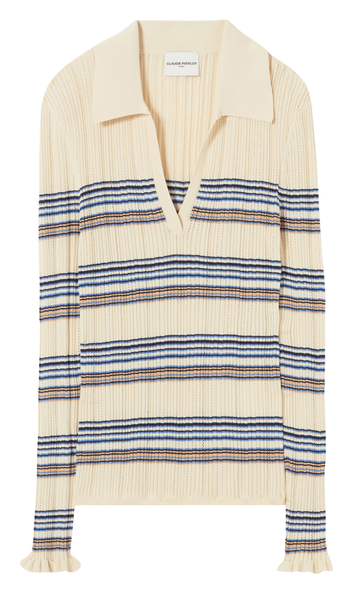 Top droit col polo en maille rayée CLAUDIE PIERLOT Multicolore