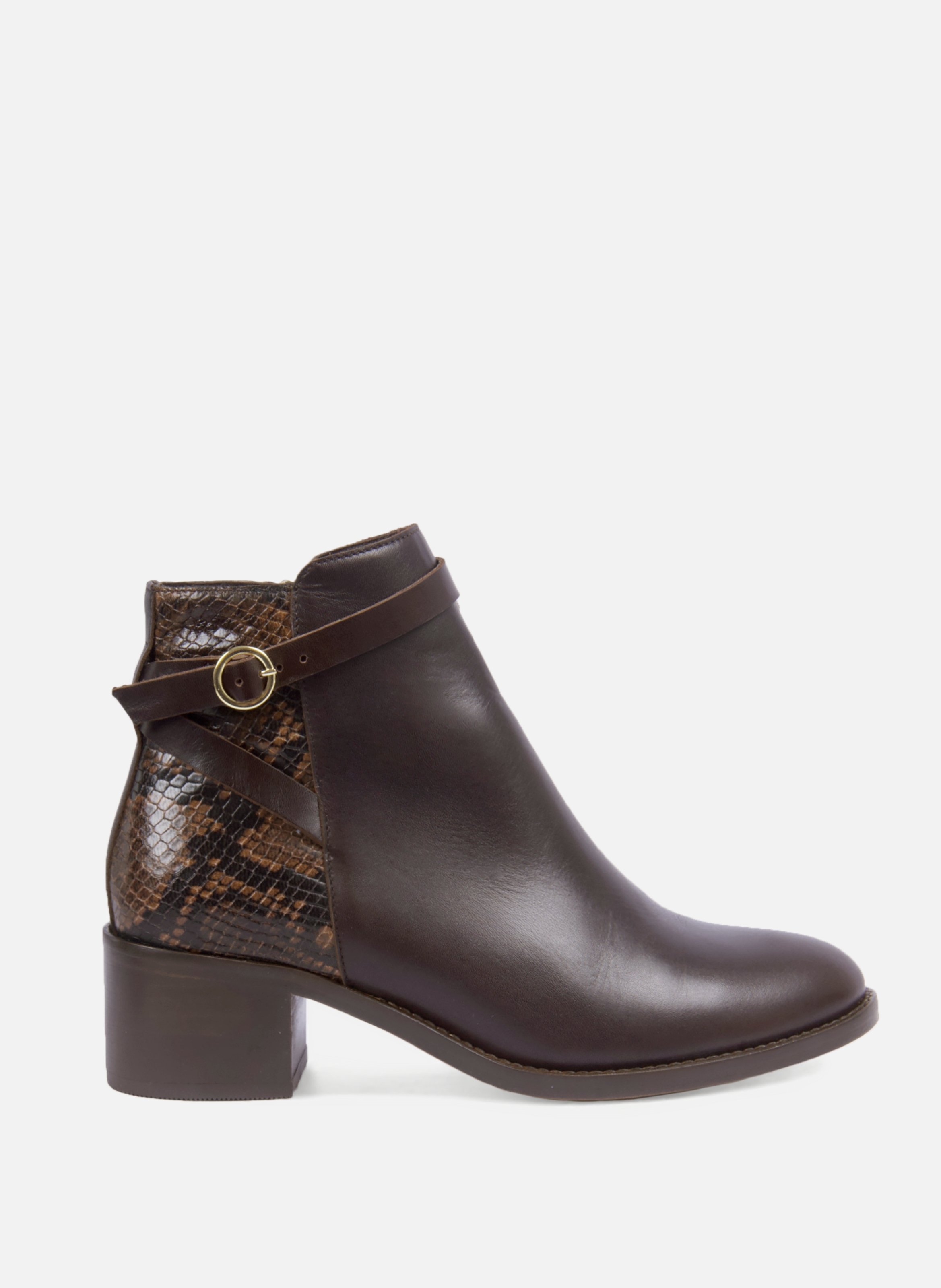 Bottines cavalières cuir python JULES & JENN Marron