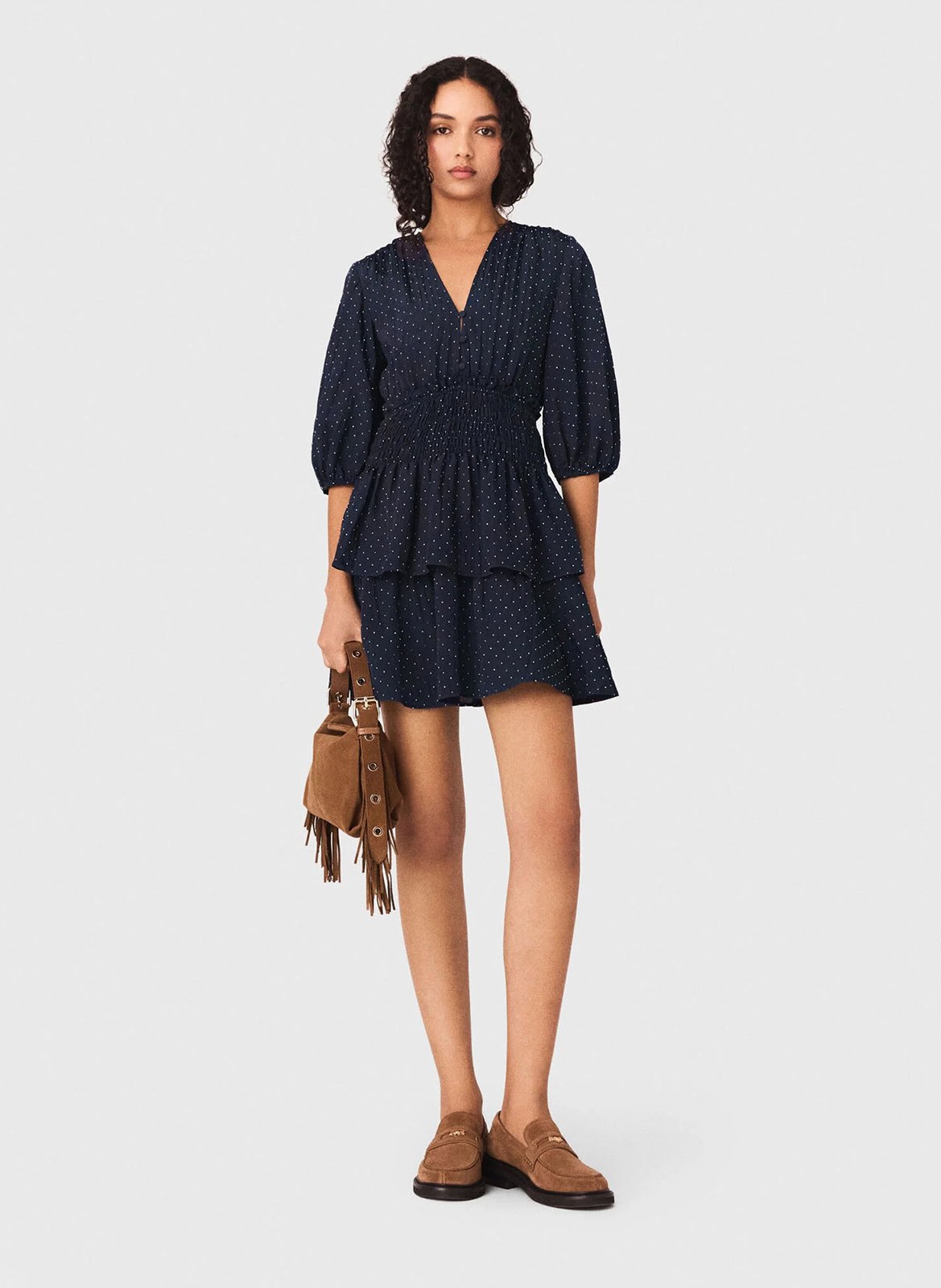 Robe courte col v MAJE Bleu