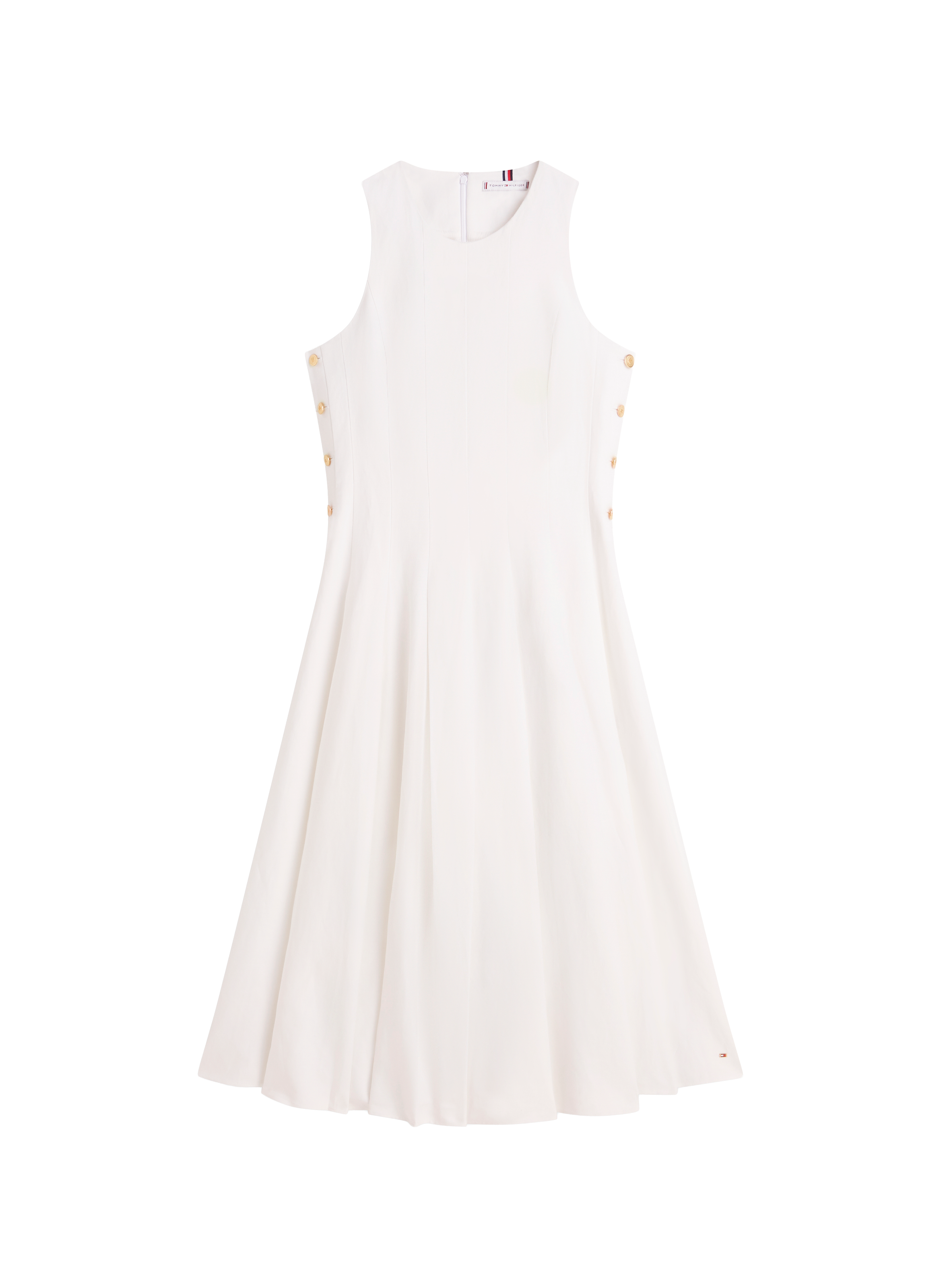 Robe midi en lin mélangé à boutons TOMMY HILFIGER Blanc