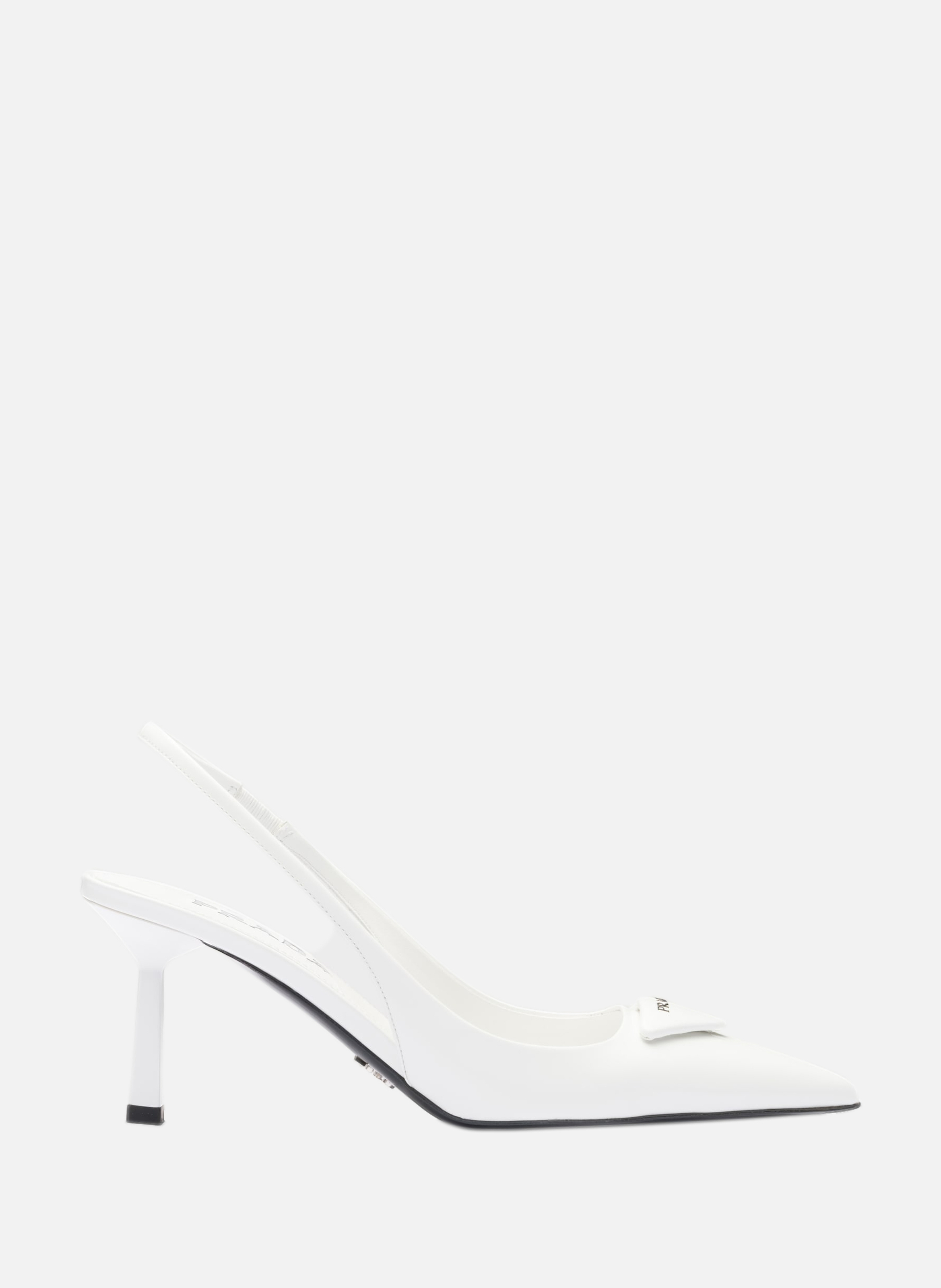 Escarpins à bride arrière en cuir brossé PRADA Blanc