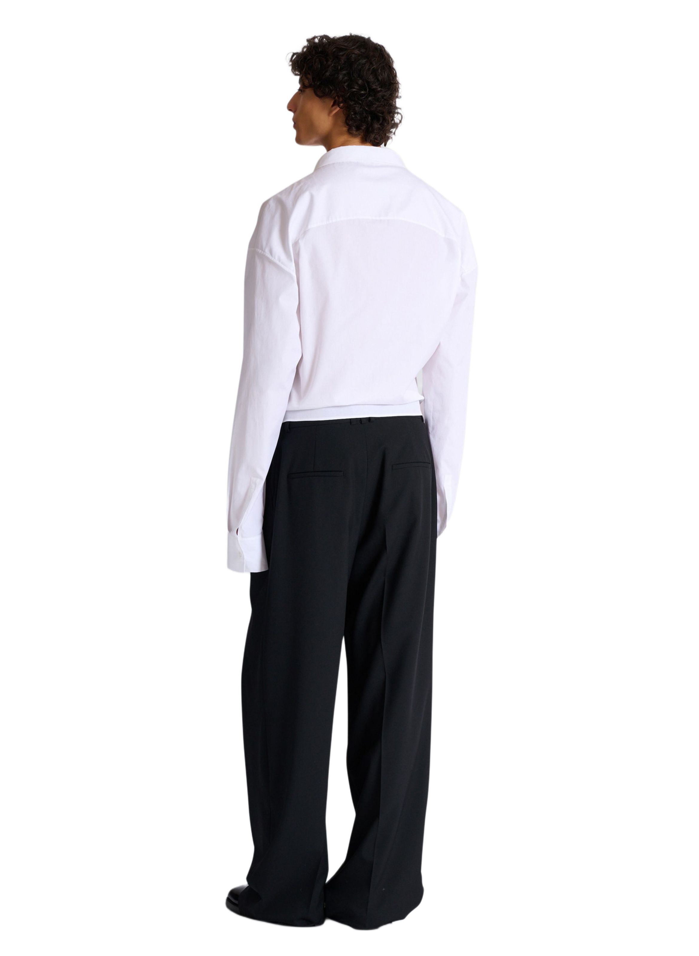 Chemise drapée en popeline de coton BALMAIN Blanc