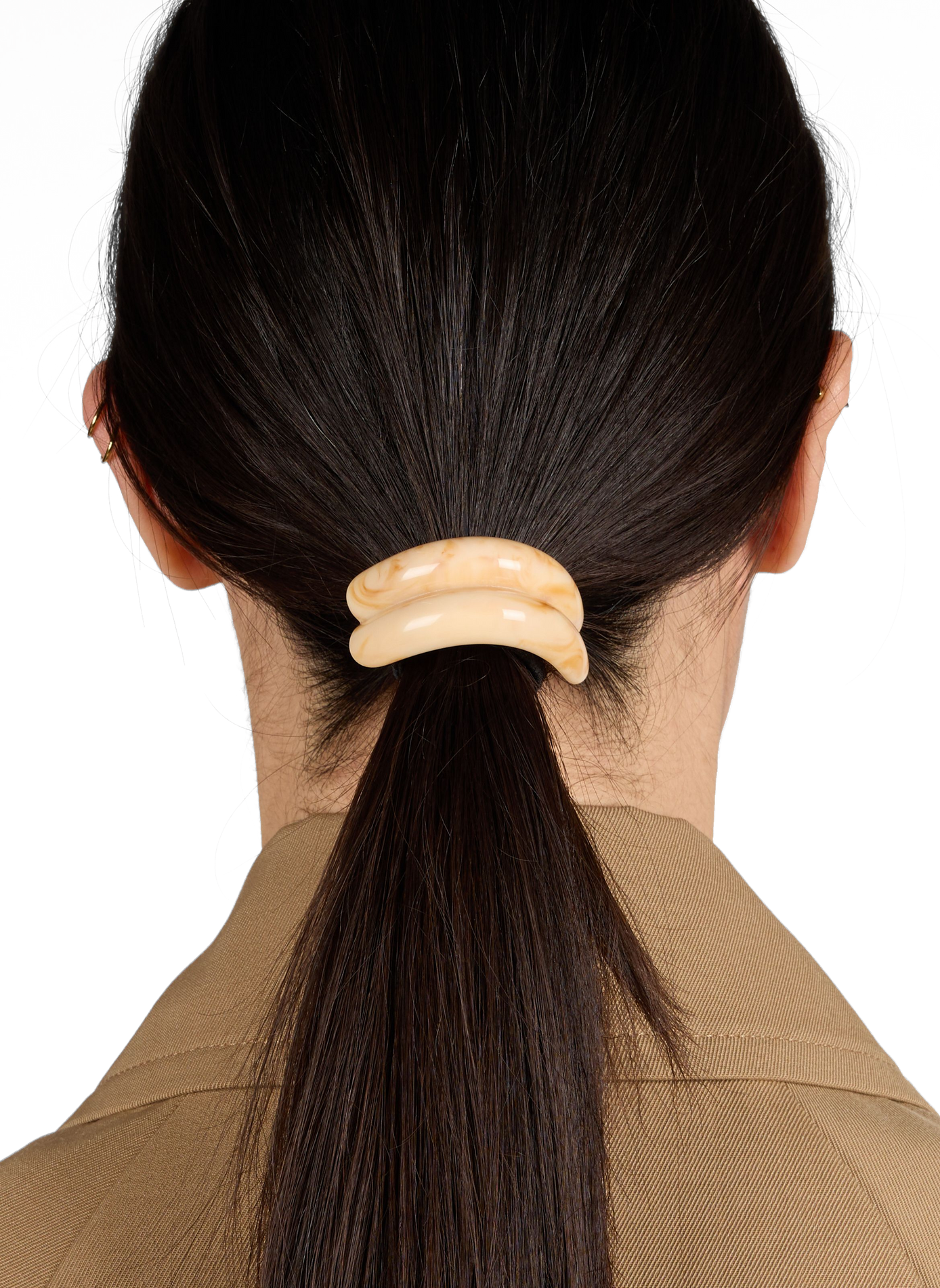 Elastic hair tie with shiny resin detail AU PRINTEMPS PARIS Beige