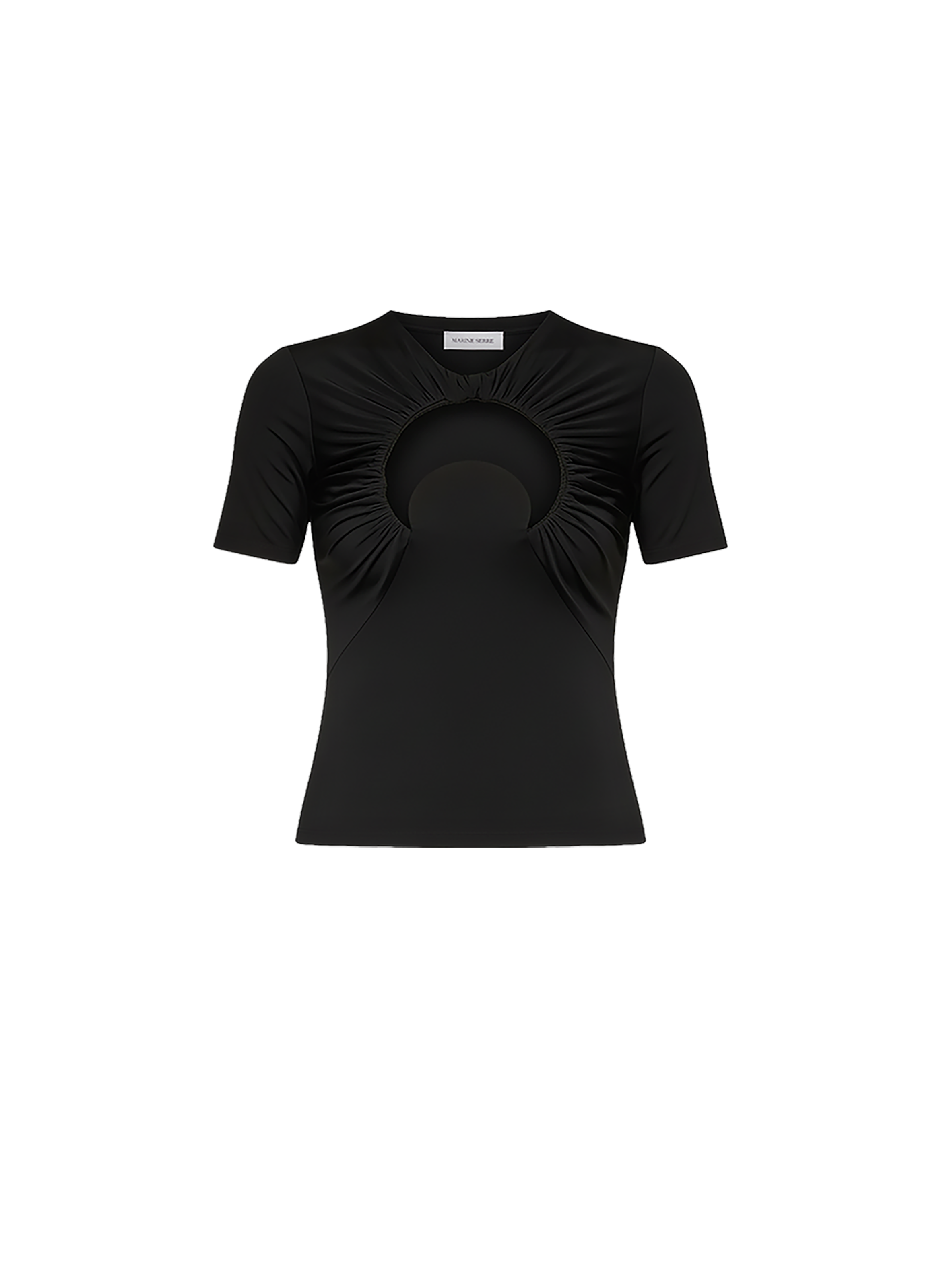 Top moon froncé en jersey manches courtes MARINE SERRE Noir