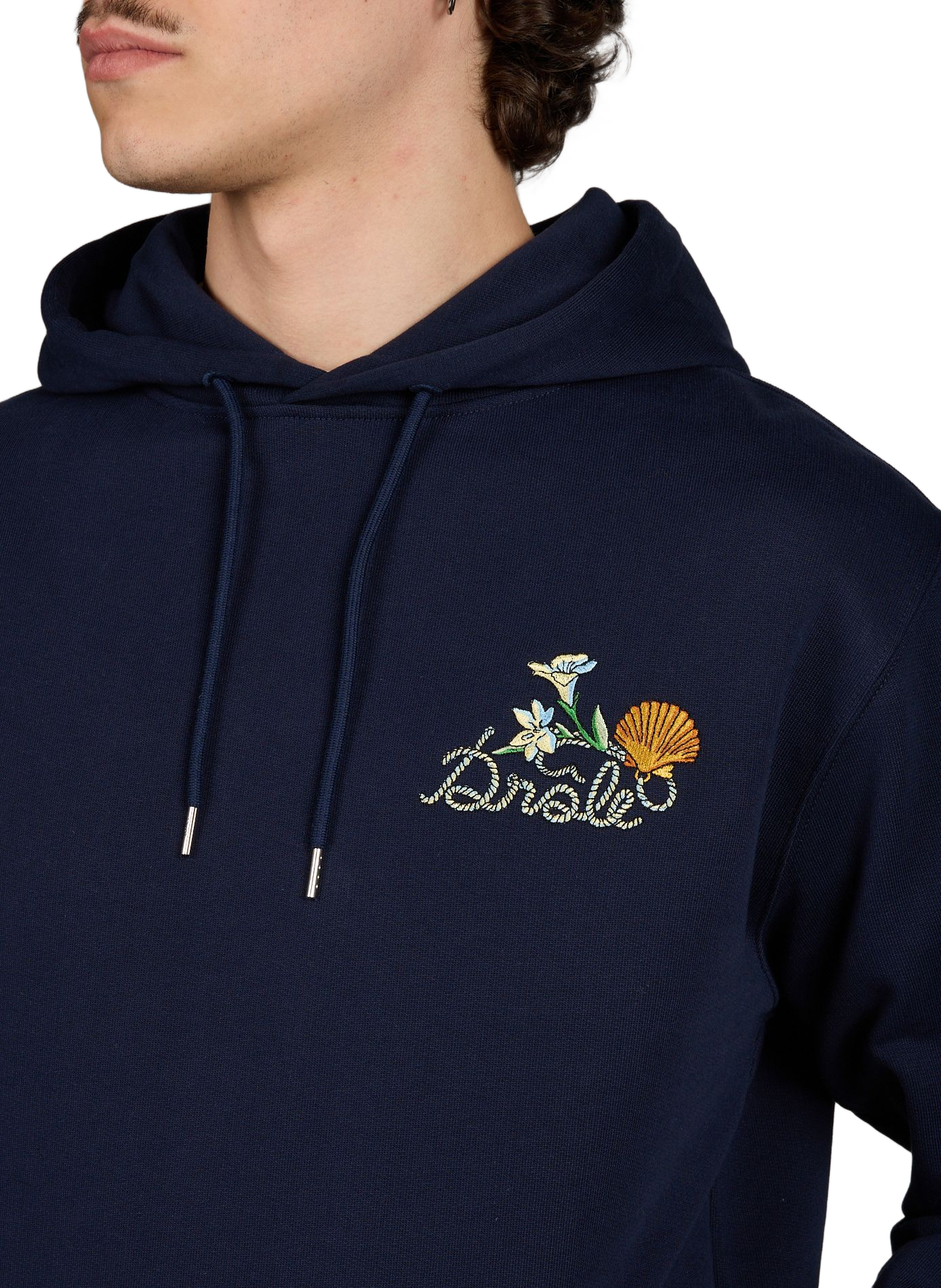 Embroidered cotton hoodie sweatshirt DROLE DE MONSIEUR Blue