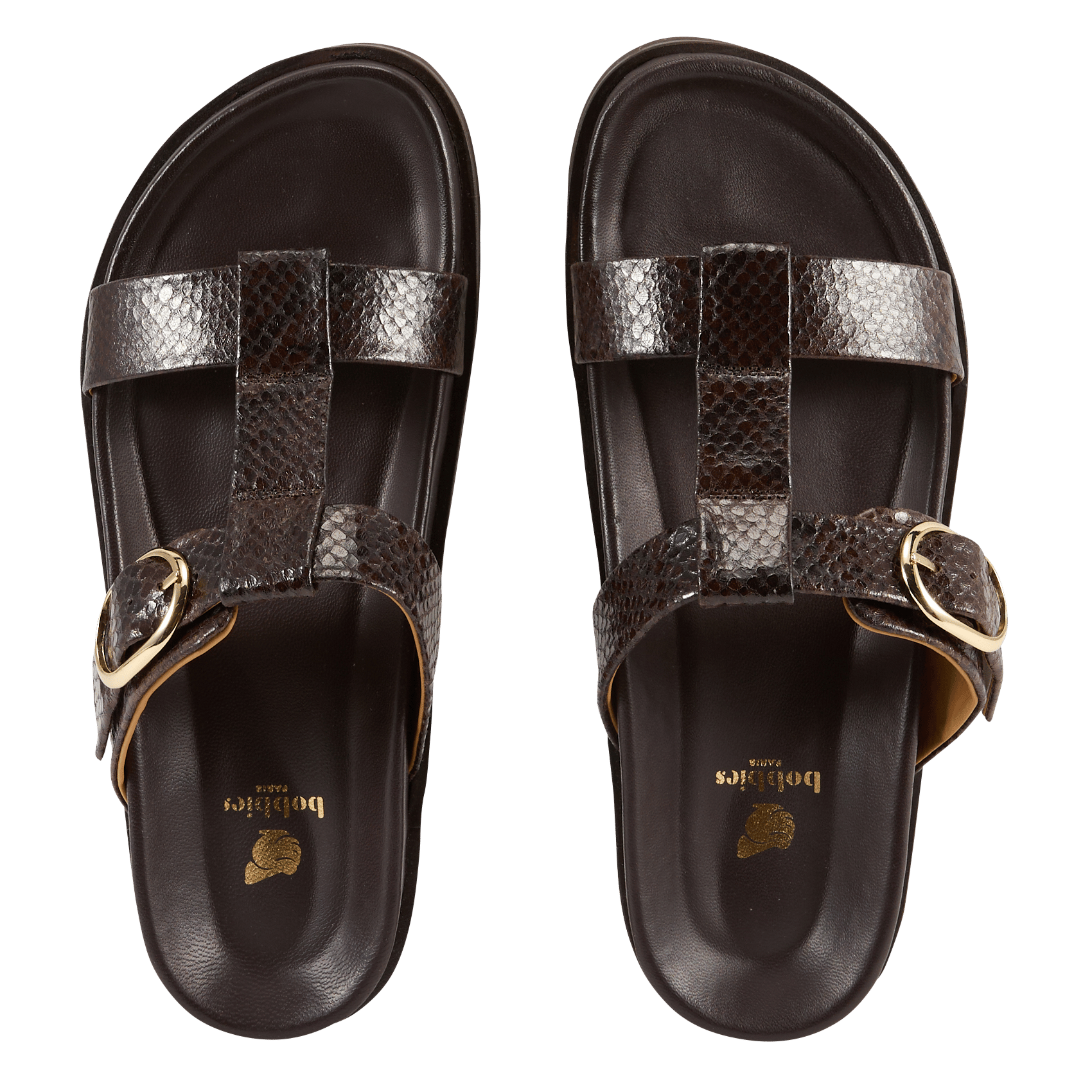 Mules plates en cuir fajar BOBBIES Marron