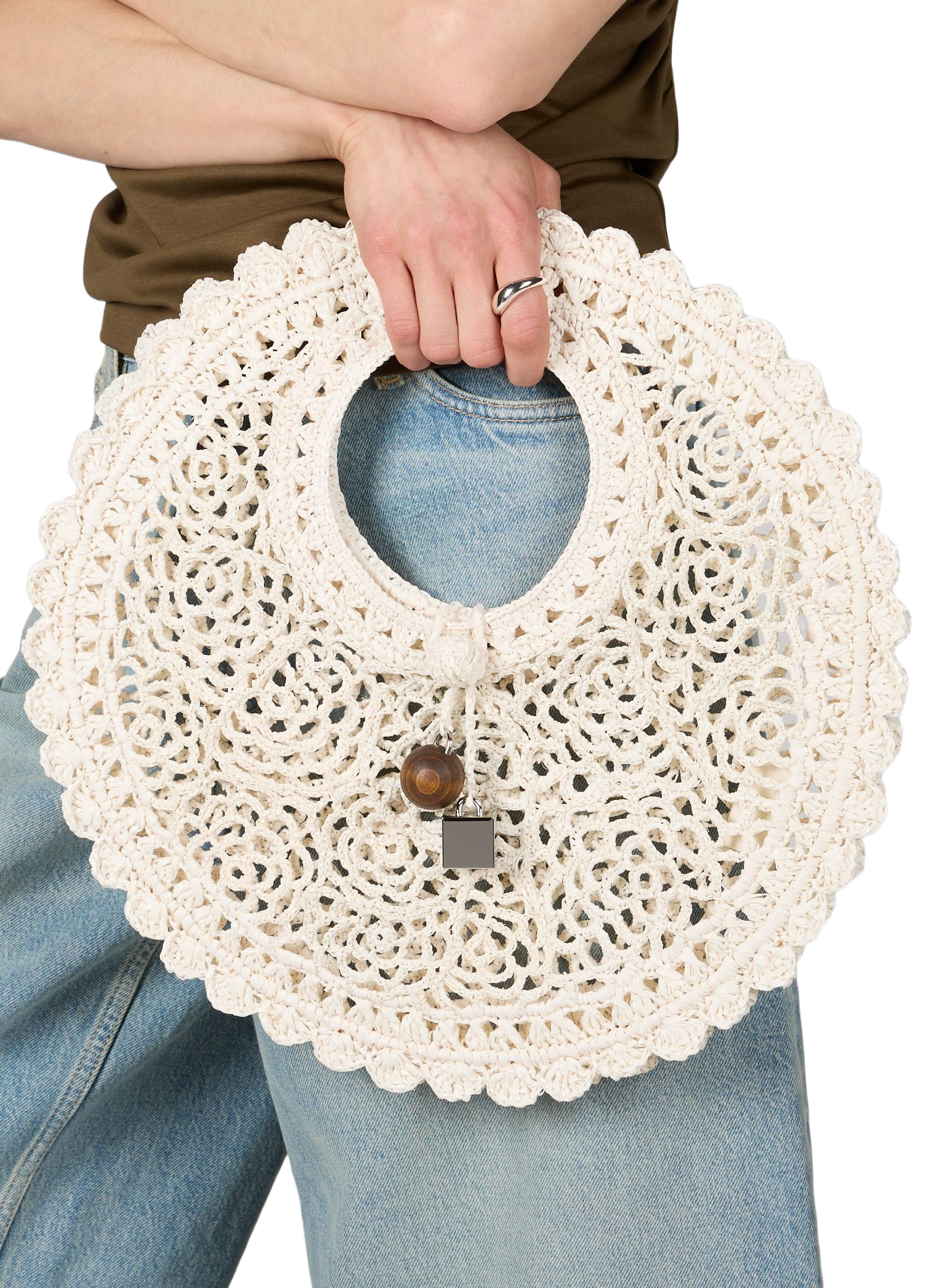 Le Petit Rond Spiaggia raffia handbag JACQUEMUS White