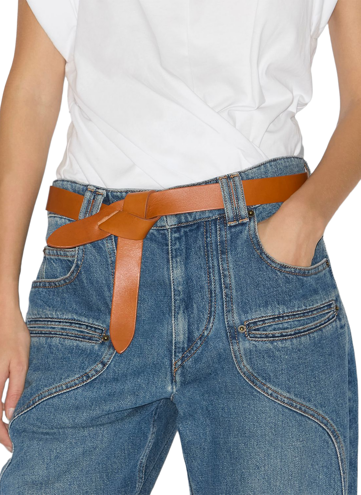 Ceinture Lecce à nouer en cuir ISABEL MARANT Beige