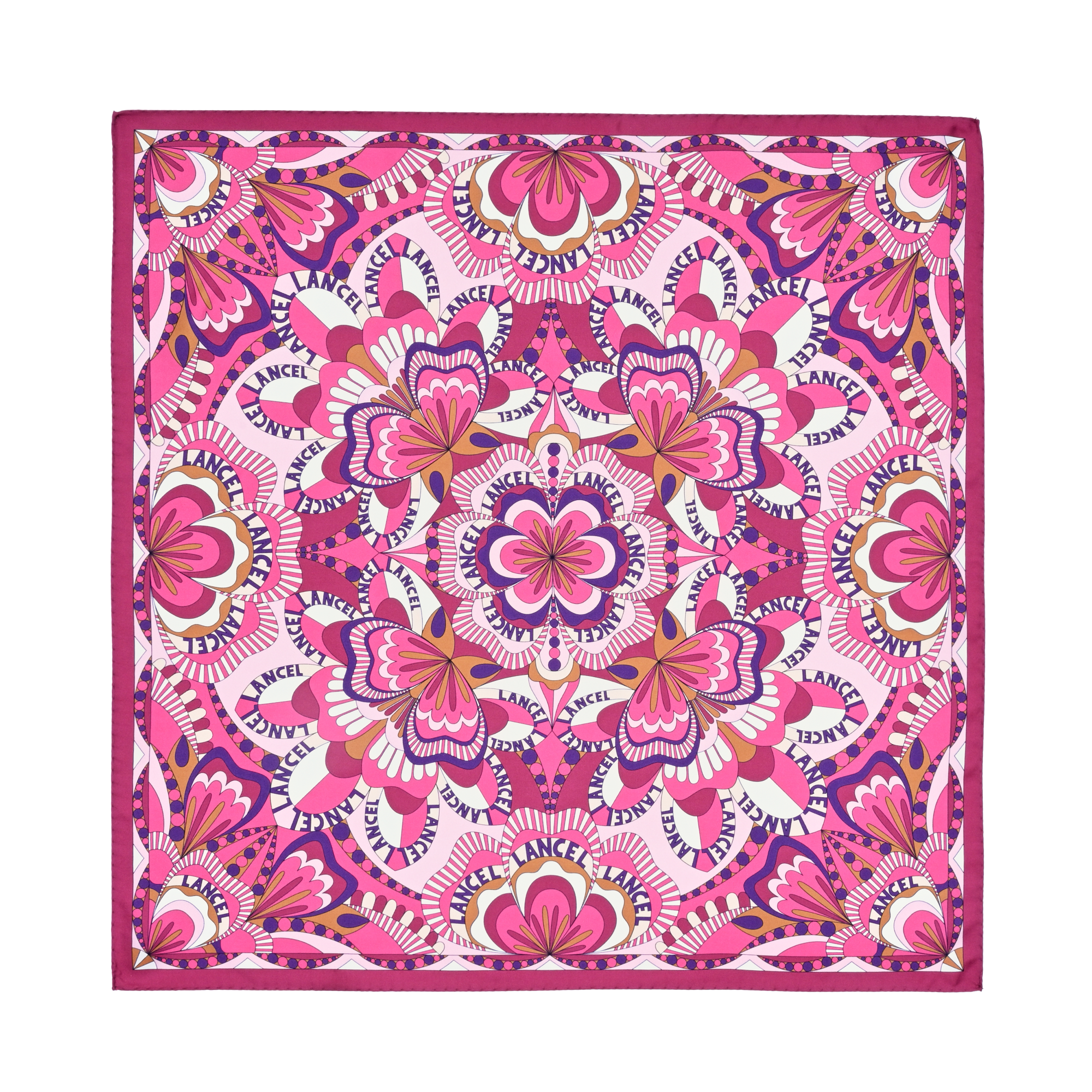Silk carré 90 floral pattern by lancel LANCEL Purple