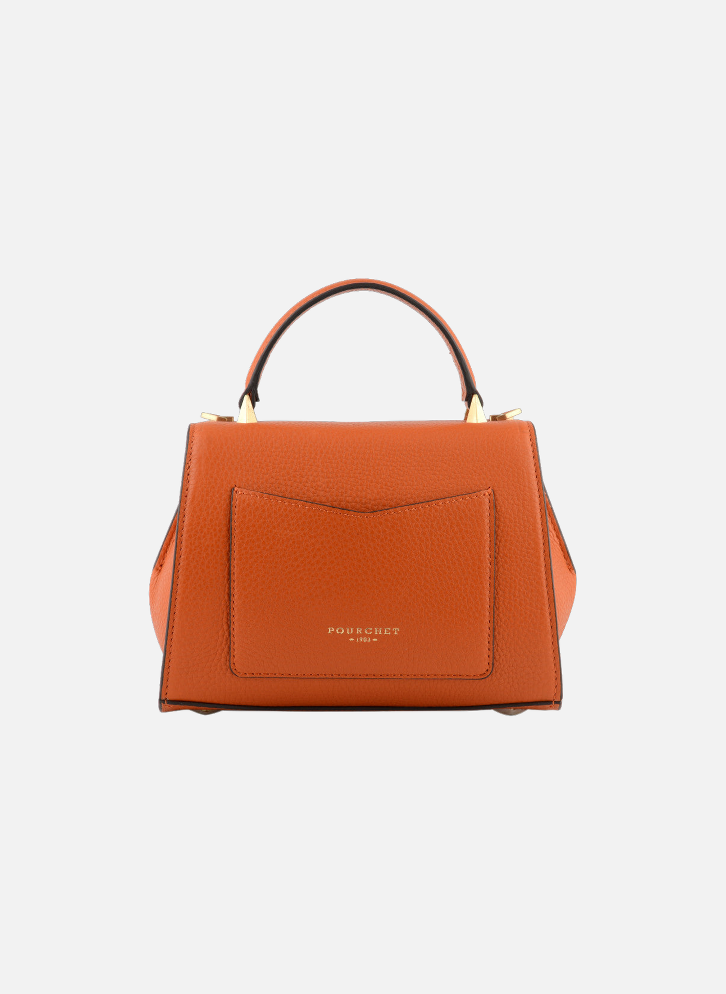 Sèvres | sac à main pm en cuir de veau grainé POURCHET Orange