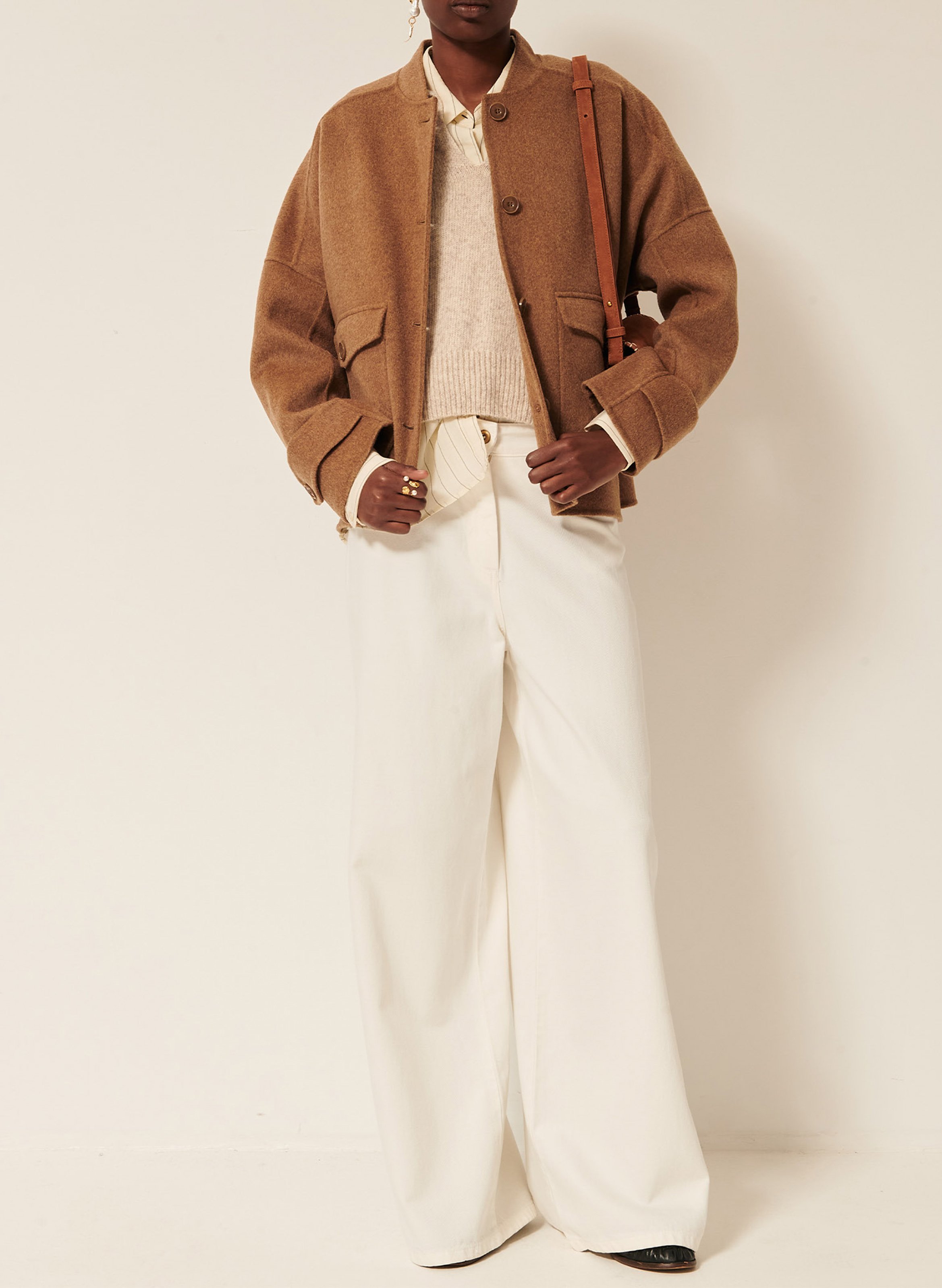 Veste droite en laine mélangée yalespring SESSUN Beige