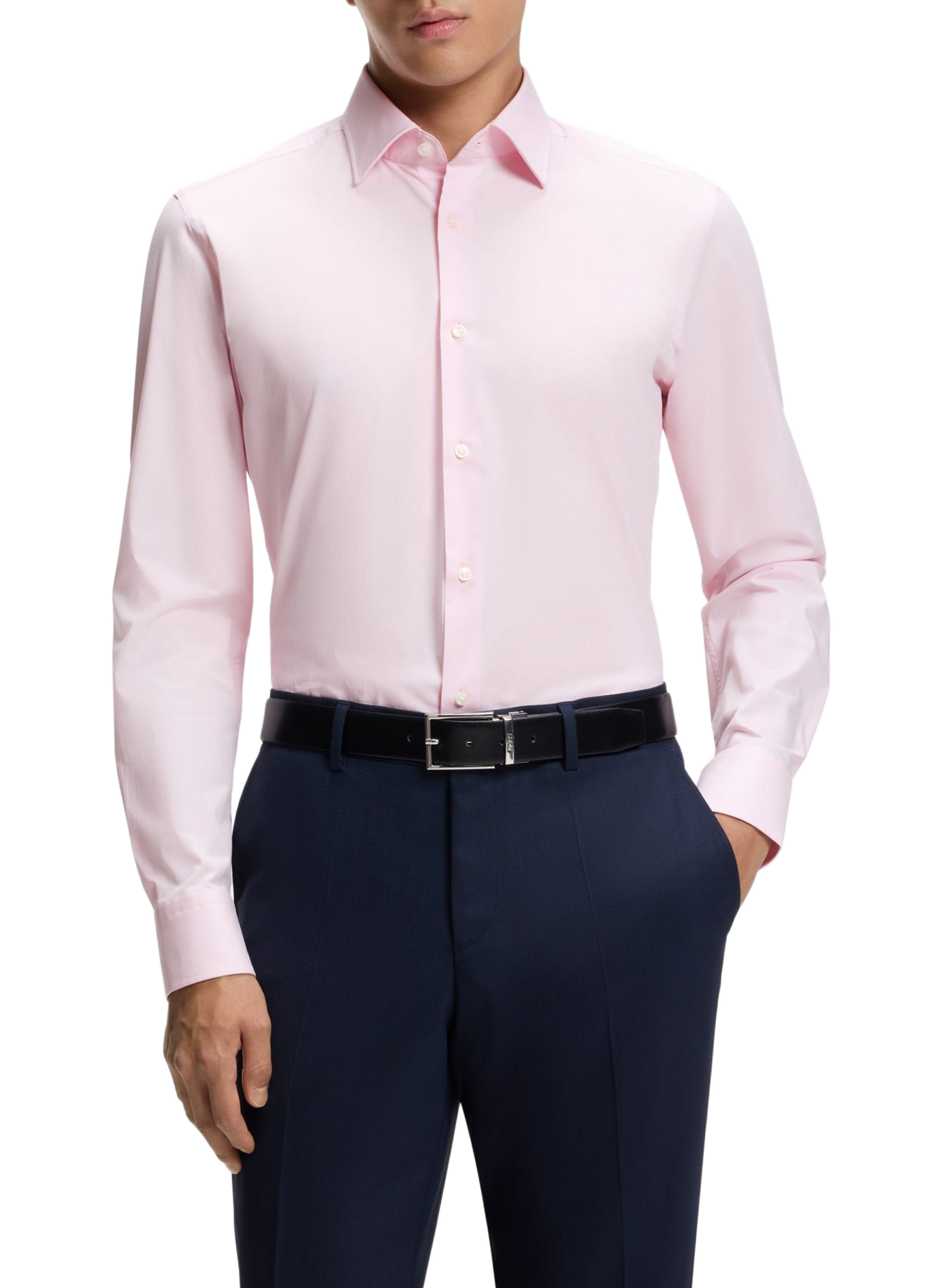 Chemise slim en coton mélangé BOSS Roze